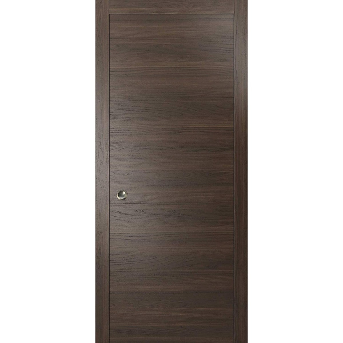 SARTODOORS Sliding French Pocket Door with - Planum 0010 Chocolate Ash - Kit Trims Rail Hardware - Solid Wood Interior Bedroom Sturdy Doors-30 x 80
