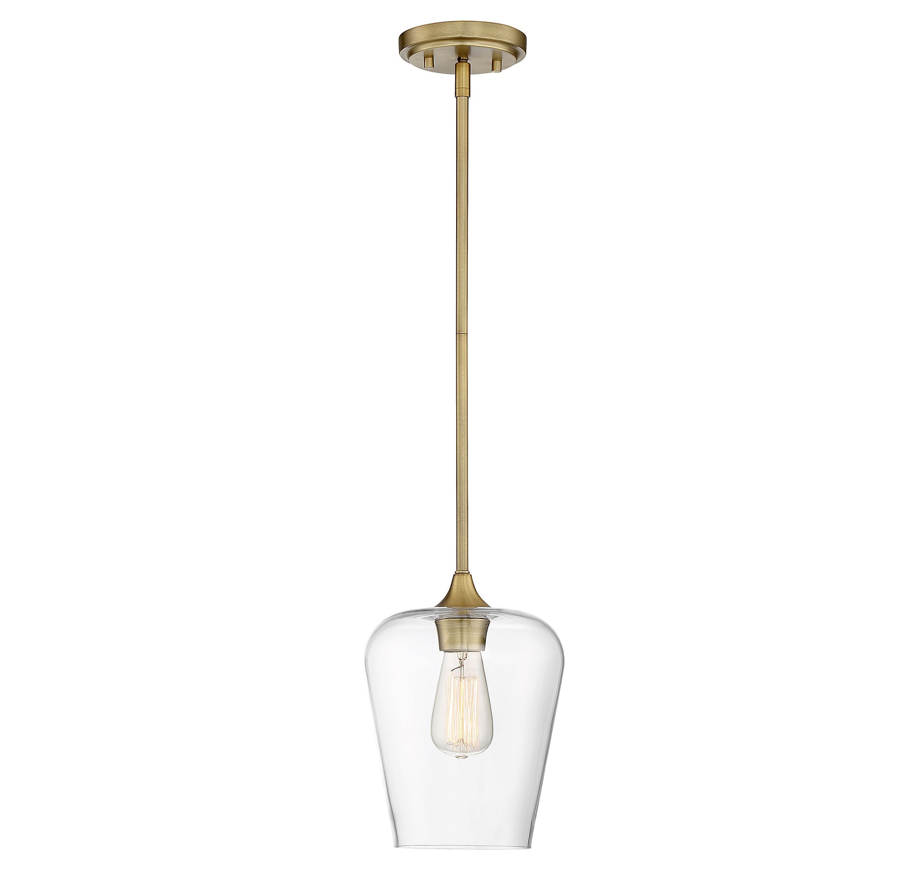 Octave Warm Brass Curved Glass Minimalist Pendant Light