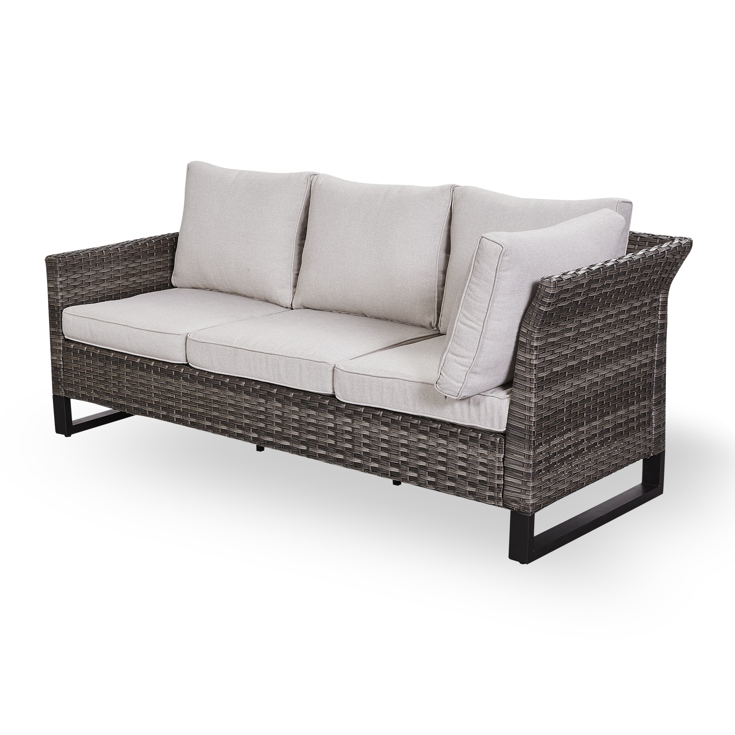 Rilyson U-ft Wicker Outdoor Sectional with Beige Cushion(S) and Wicker ...