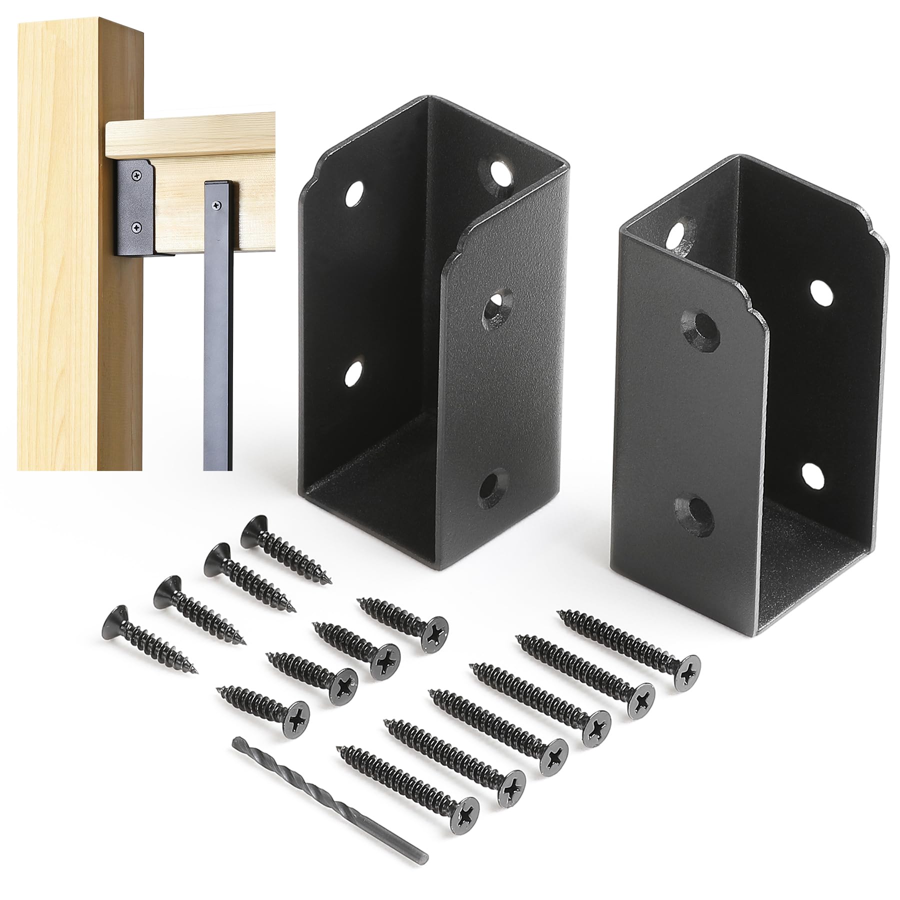 Misopily  30 pack Stainless Steel Deck Railing Bracket Connectors for Two by Four Wood Railing Post to Handrail Connection Matte Black Includes