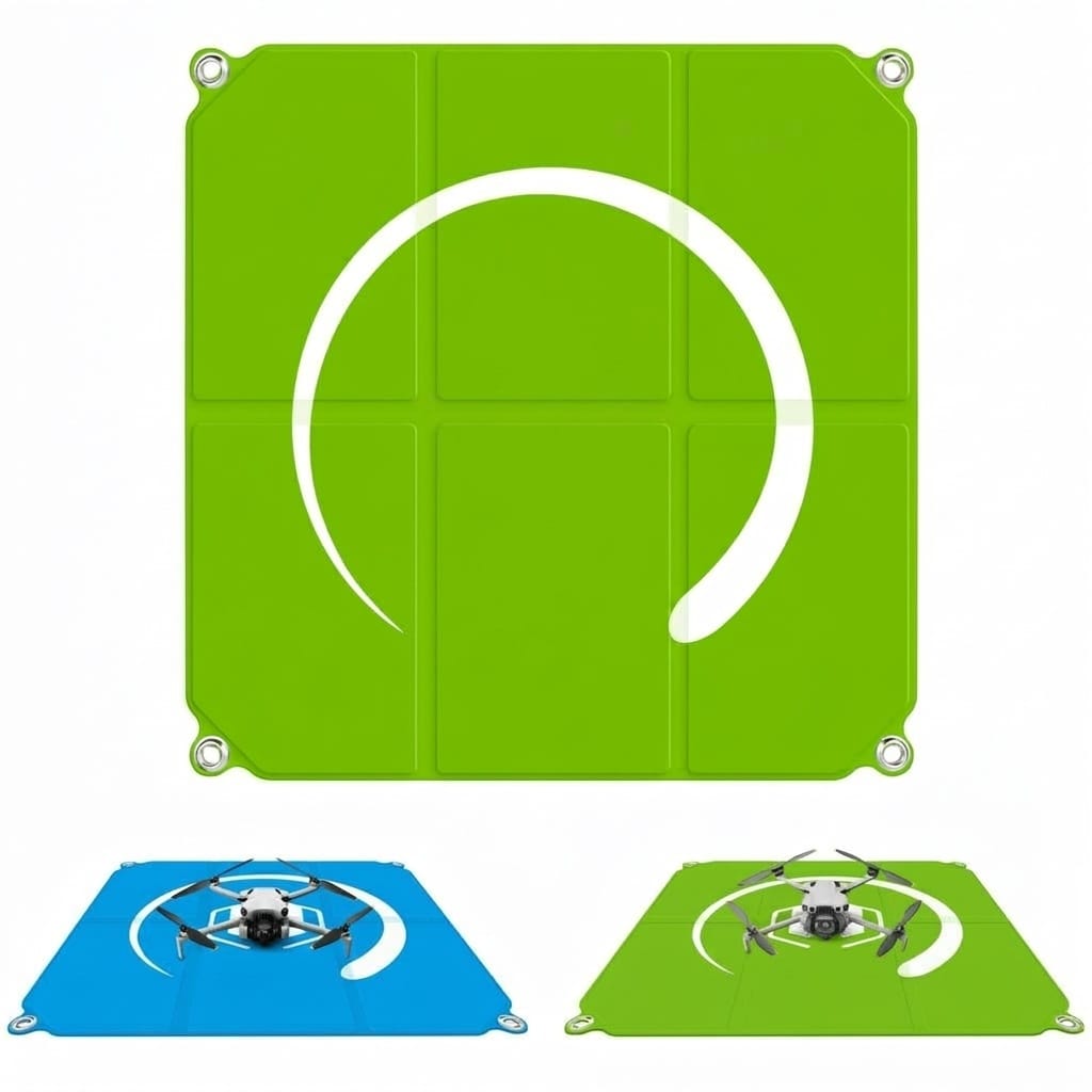 Misopily  Universal Drone Landing Pad Waterproof Foldable Helipad Sky Blue Green 22 Inch for Mini Pro RC Quadcopters Outdoor Use Storage Bag
