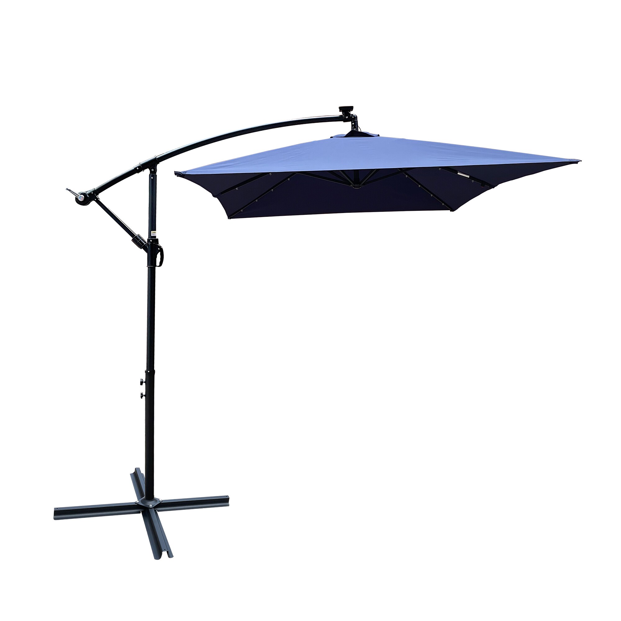 Hrinhom HC-PU01-NB 10-Feet Steel Blue Cantilever Patio Umbrella with Lights and with Base