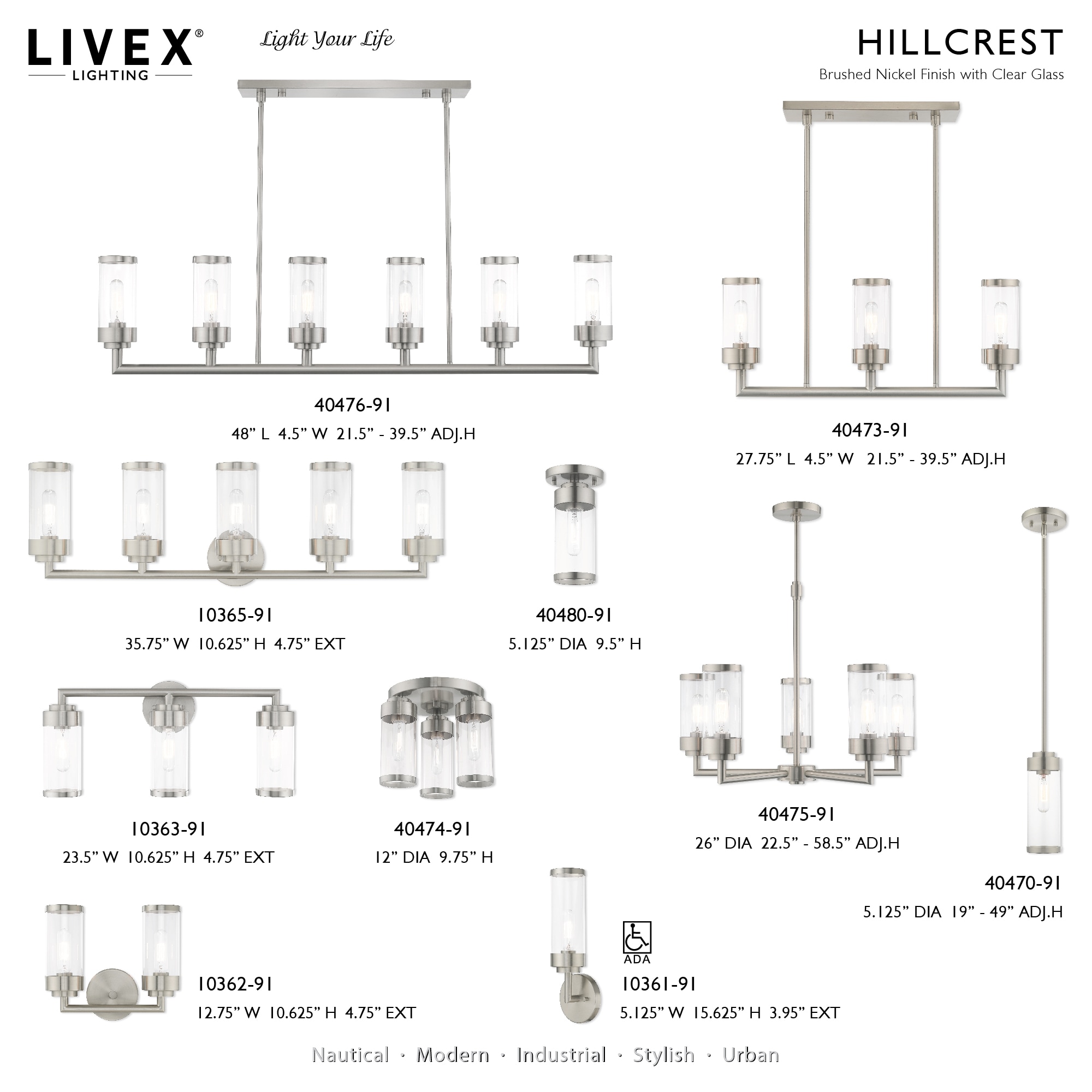 Brushed Nickel Mini Pendant with Clear Glass Shade