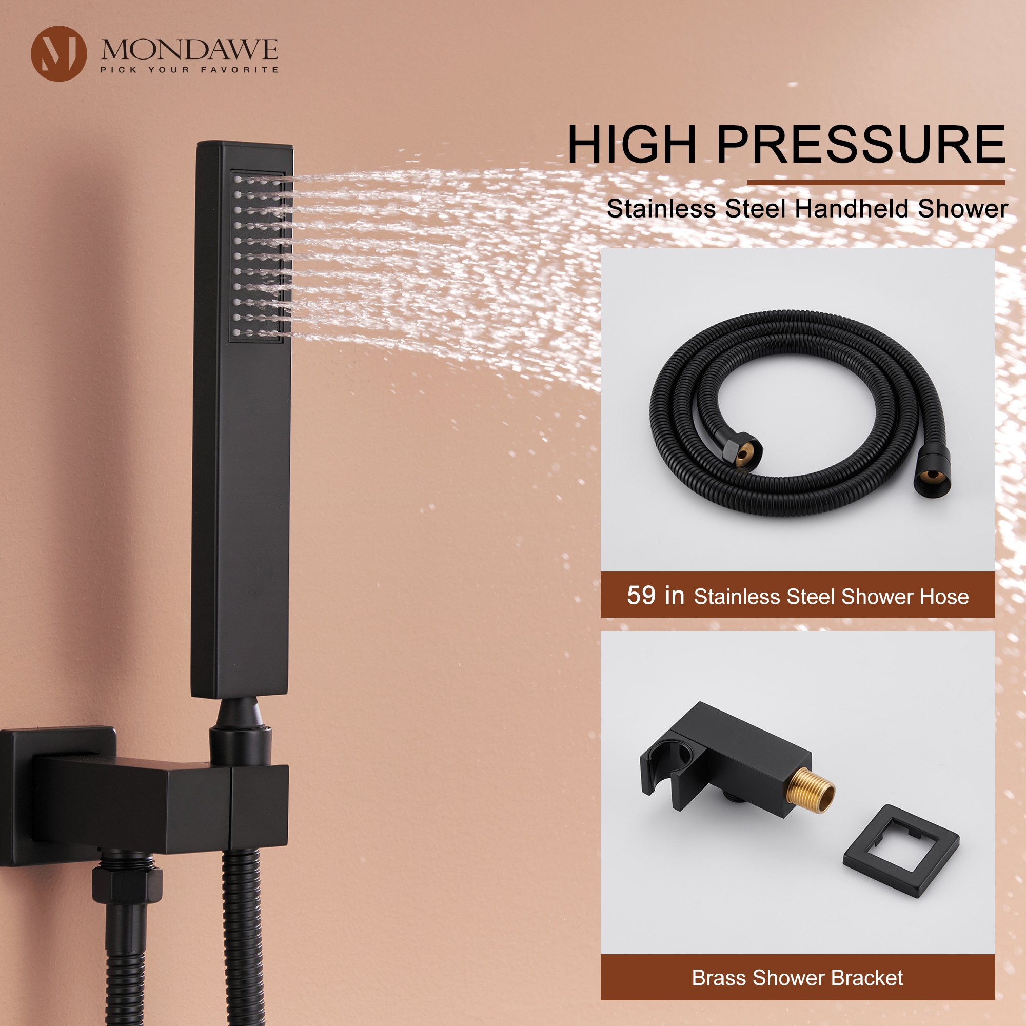 Mondawe WF6310-12BL-WM Showerhead-Bar-Panels - View #7