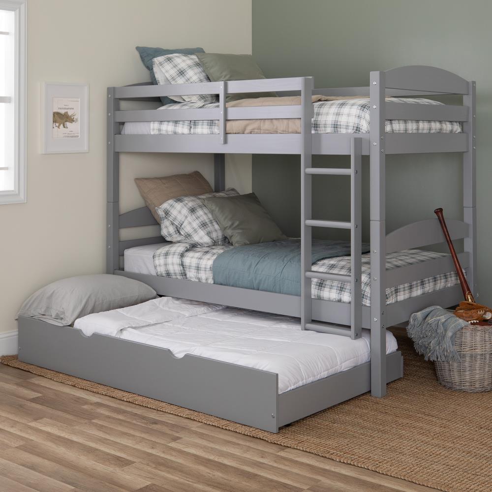 Walker Edison Grey Twin Over Bunk, Gray Bunk Bed With Stairs