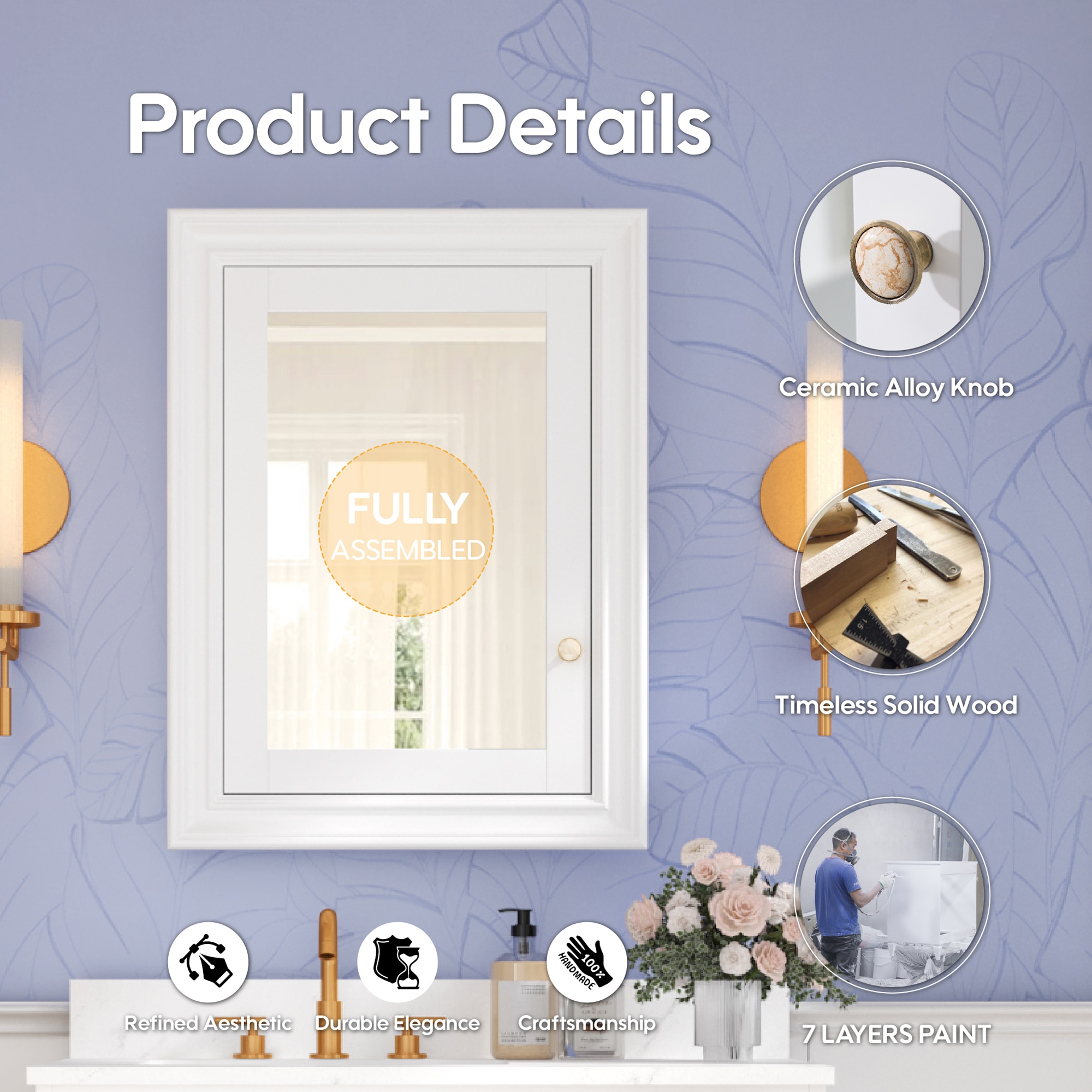 CALVON ZUBF-WT2432 Bathroom-Medicine-Cabinets - View #4