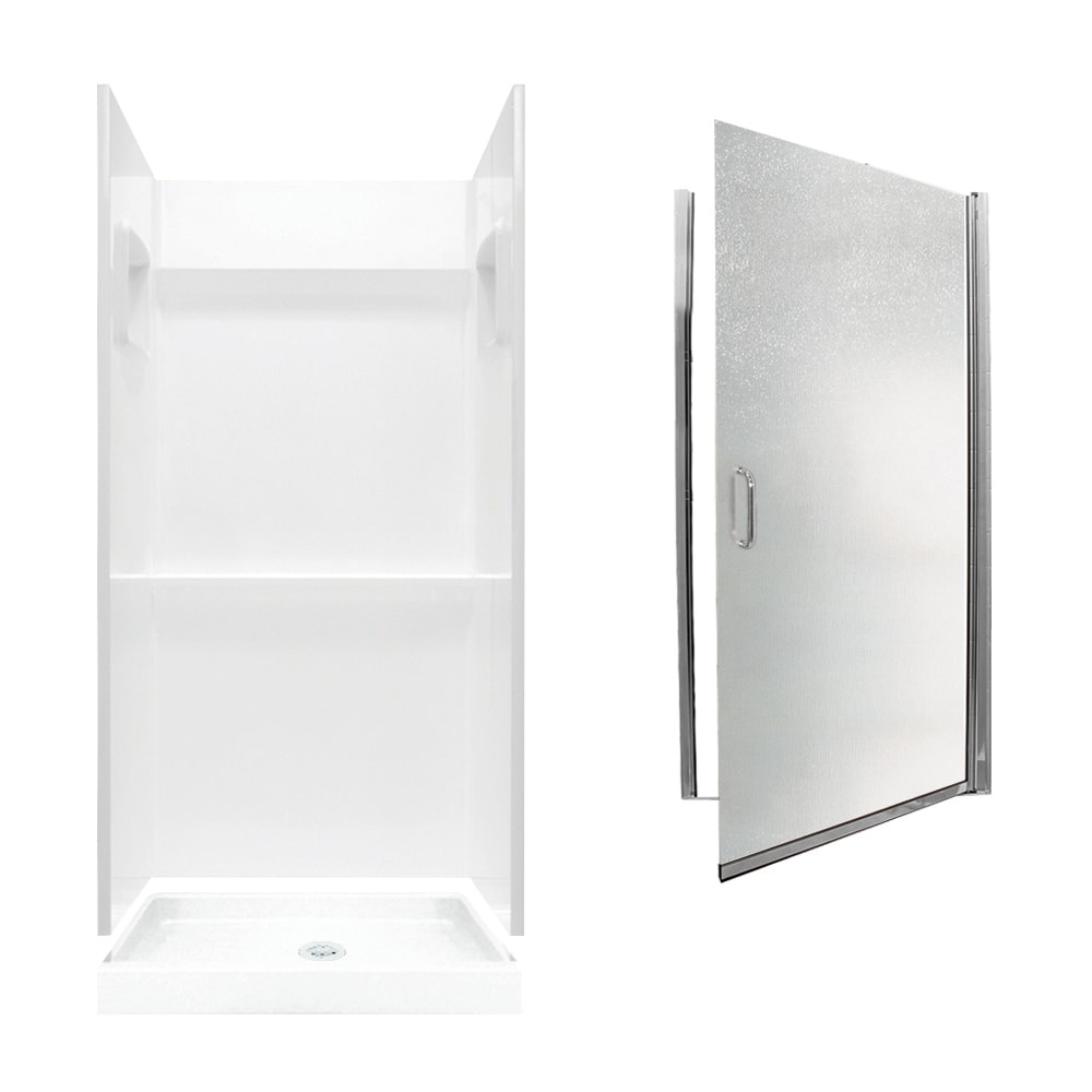 SWAN SVP3636010-M32570CR Veritek 5 -Piece 36-in W x 36-in L x 73-in H Square Alcove shower kit ( Center Drain) Base, Wall, Door and Drain Included Chrome Hardware Included