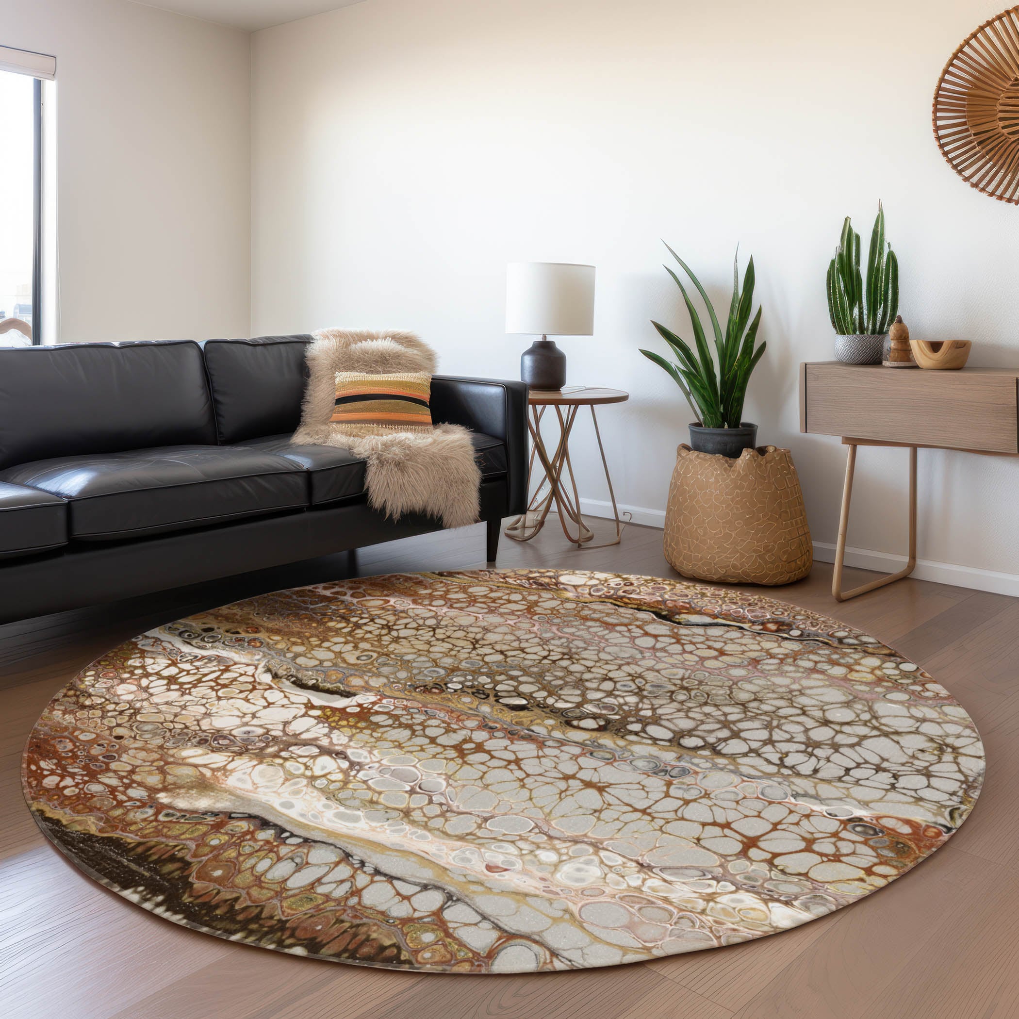 Addison Rugs AMF60RI8RO Mayfield AMF60RI 8 x 8 (ft) Loomed Polyester Riverbed Round Indoor Abstract Machine washable Area rug