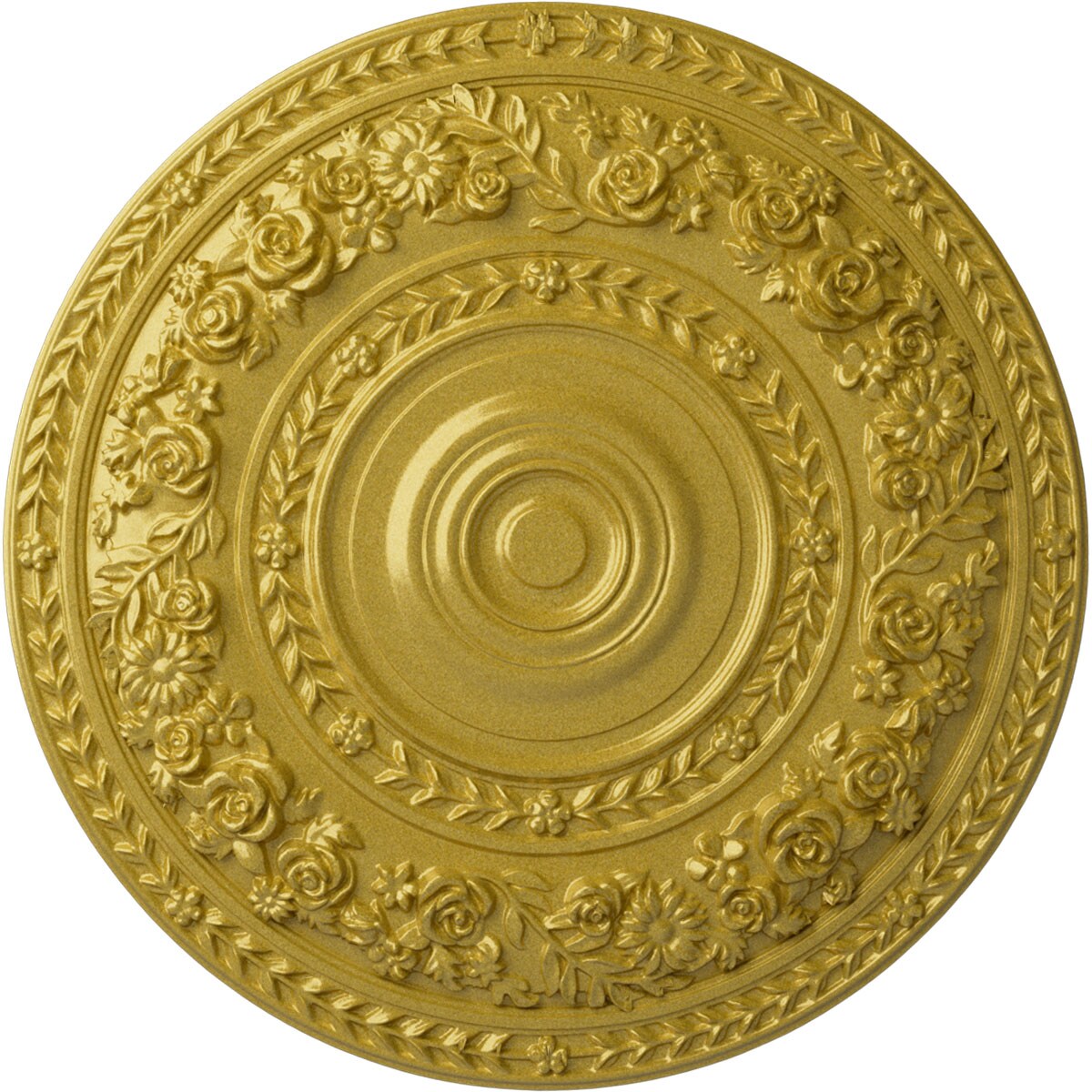 Ekena Millwork CM33RORGS Rose 33.875-in W x 33.875-in L Painted Rich Gold Polyurethane Whole Ceiling Medallion