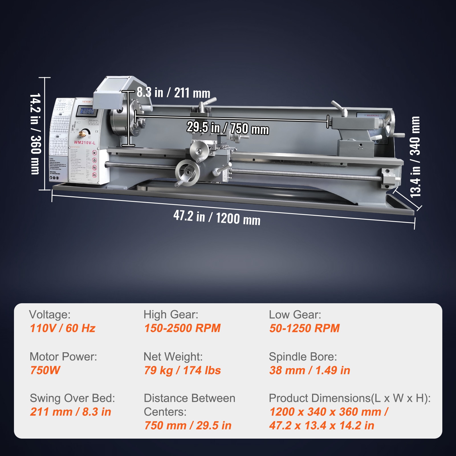 VEVOR TSJSCCWSDJ210EZH9V1 Metal-Lathes - View #8
