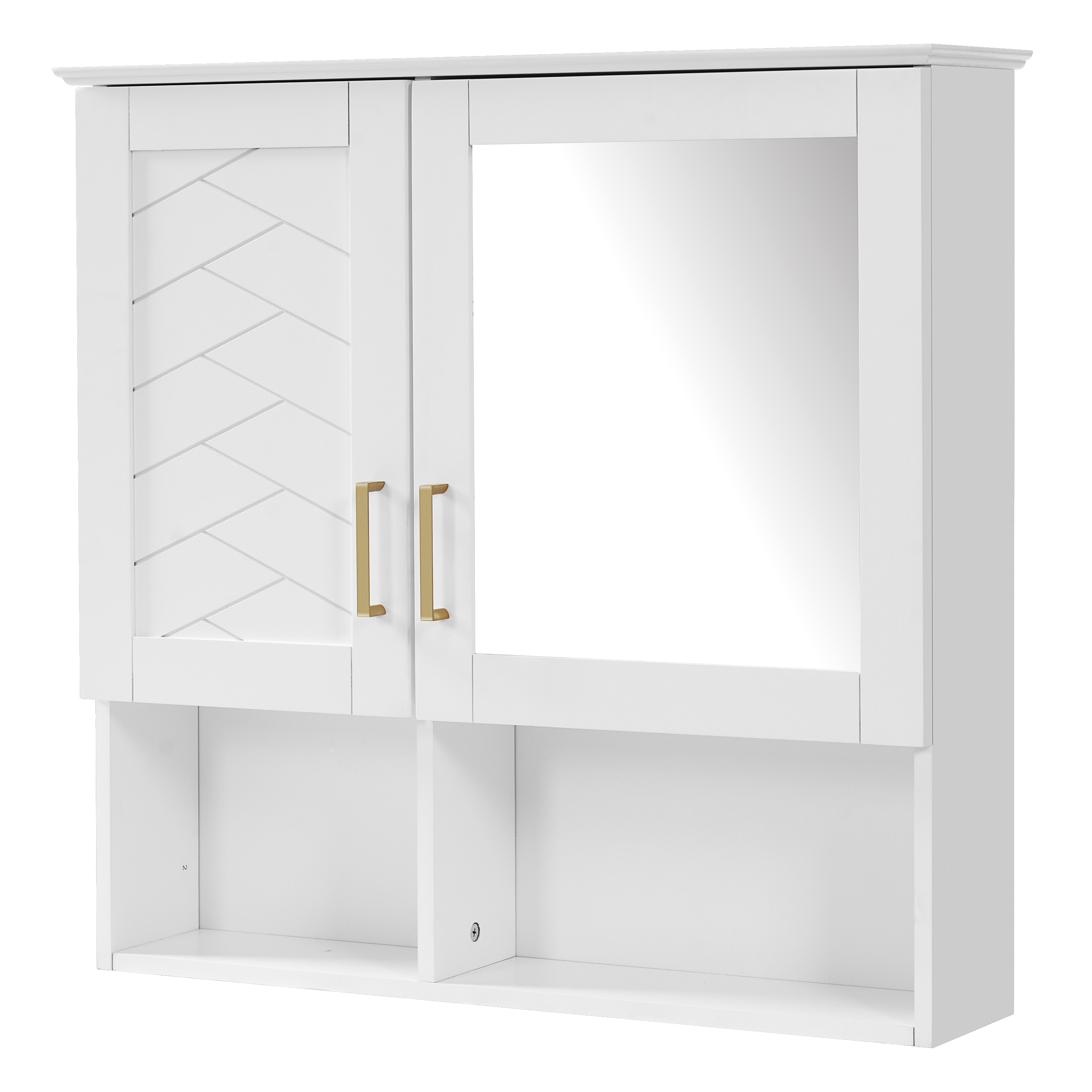 BEARSOLIM 30-in Wall Mounted Medicine Cabinet with Mirror Adjustable Shelves and Soft Close Doors Bathroom Mirror Cabinet