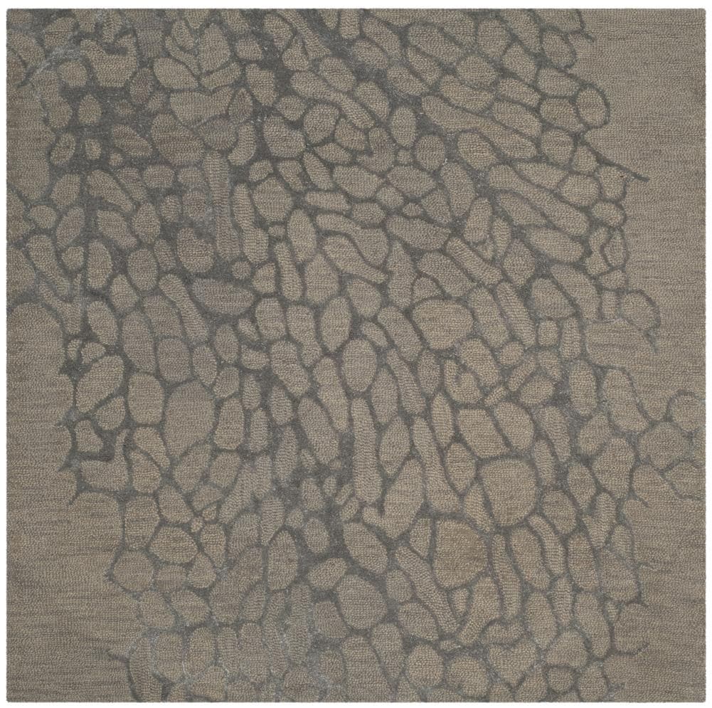 Safavieh BLM695B-6SQ Blossom Alicia 6 x 6 (ft) Hooked Synthetic Gray/Gray Square Indoor Floral/Botanical Area rug