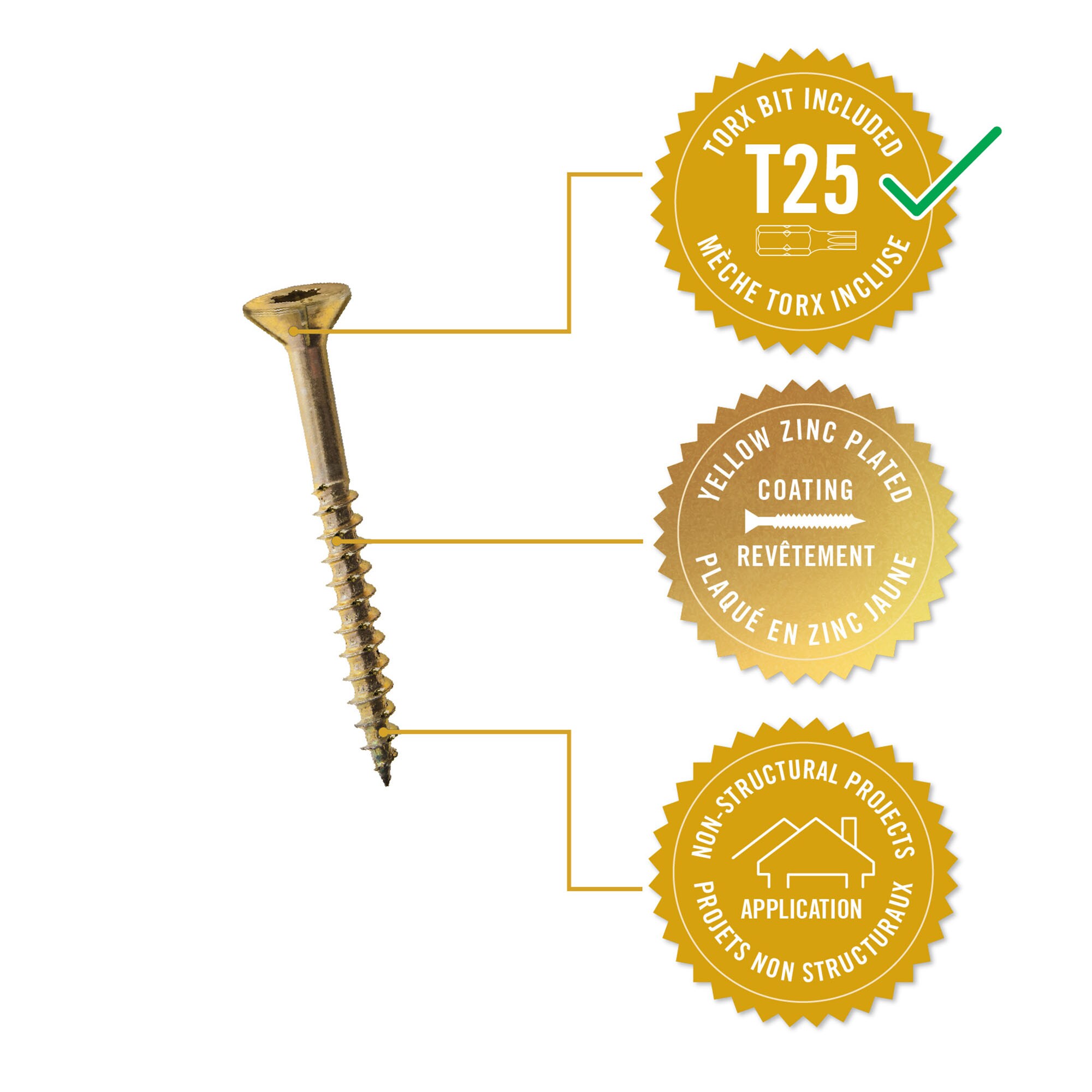 Nuvo Iron 8134GPYB Wood-Screws - View #2