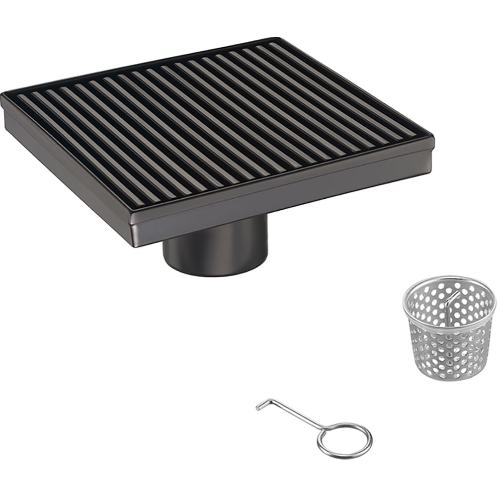 ELEGANTE DRAIN COLLECTION KD01A120-4-VBZ 4 in. Square Stainless Steel Shower Drain - Bar Pattern in Venetian Bronze