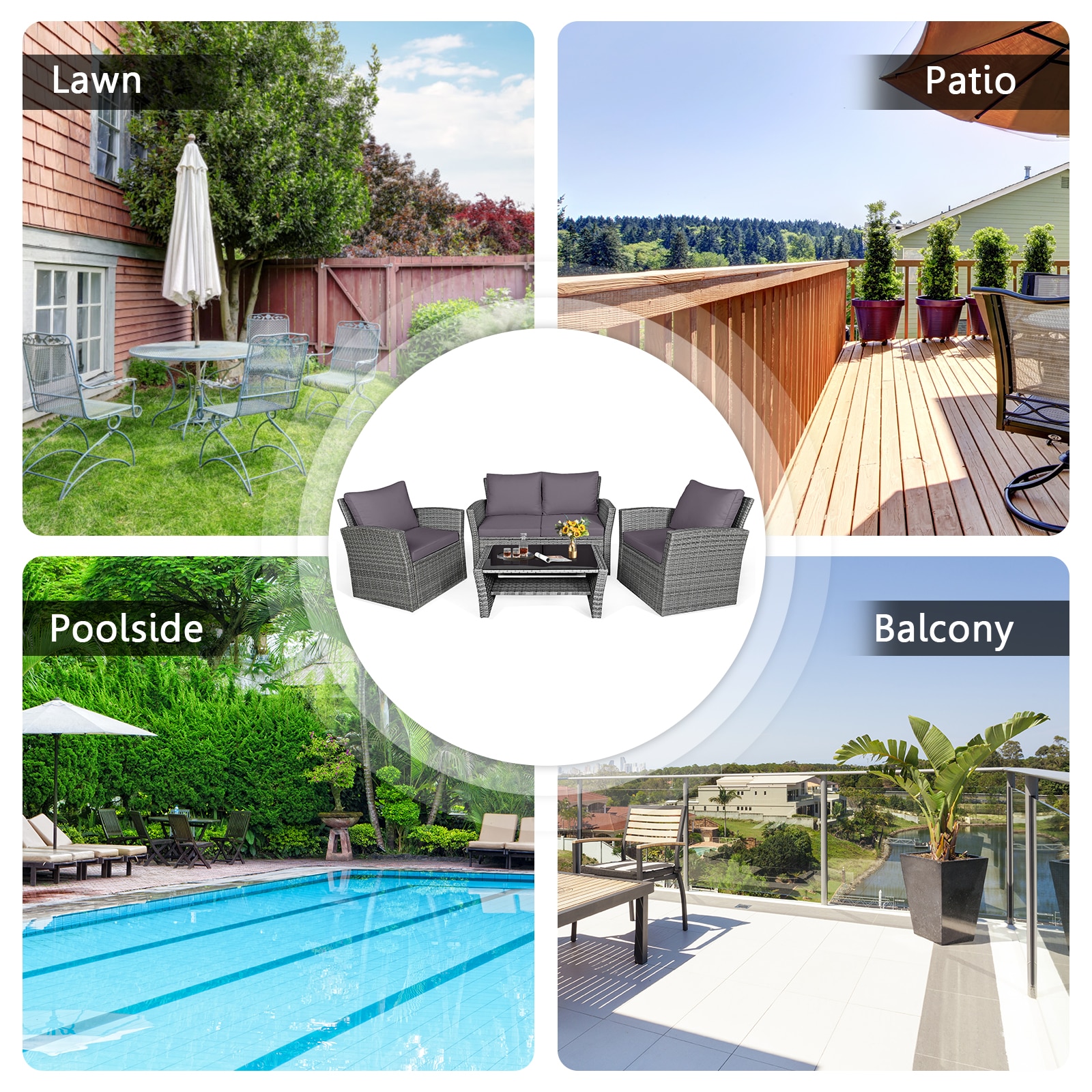Forclover HBV-841AGR Patio-Conversation-Sets - View #3