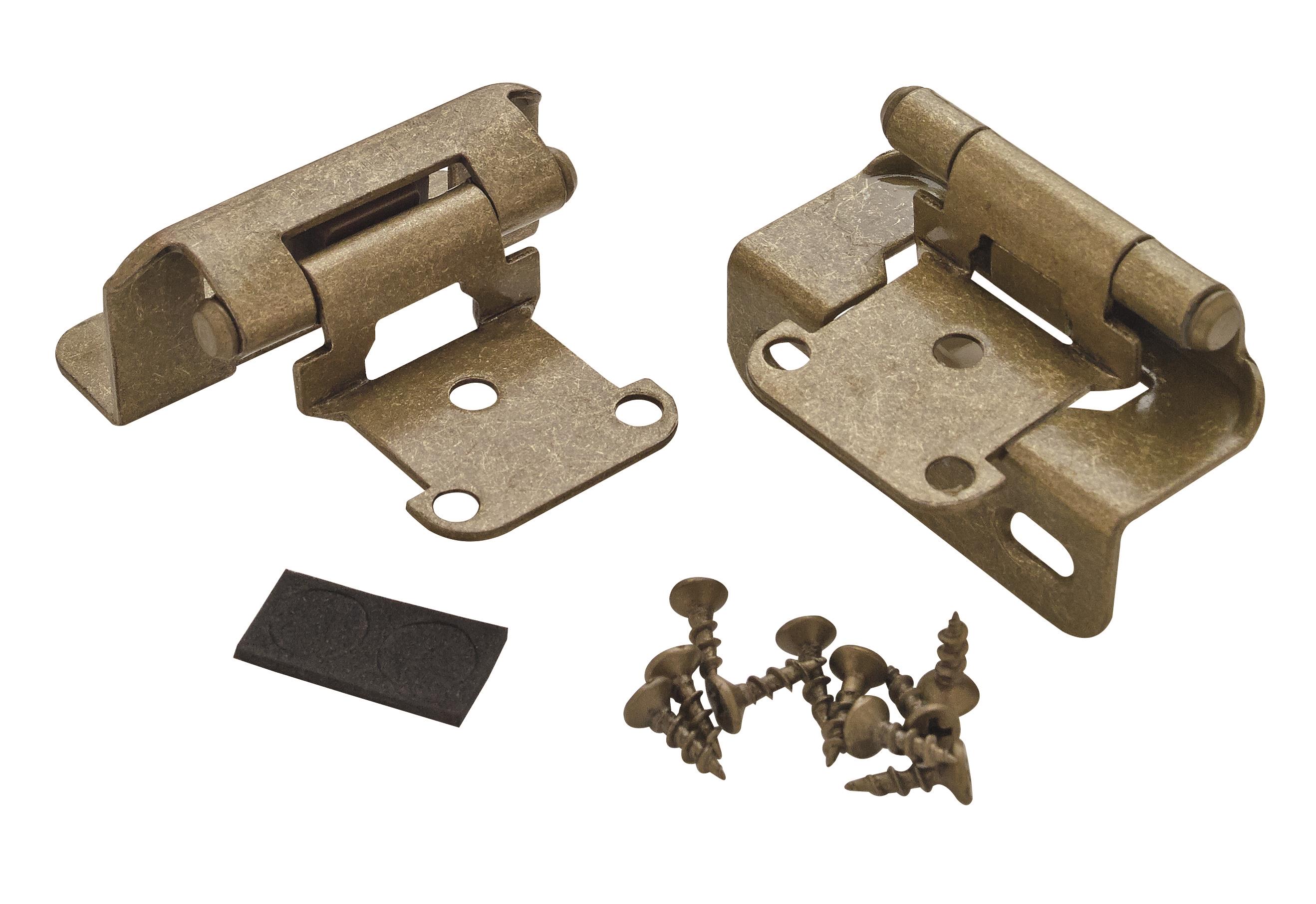 Amerock BPR7550BB 110.0-Degree 1/2-in Overlay Overlay Surface Self-Closing Burnished Brass Cabinet Hinge , 1 Pairs ( 2 -Pieces)