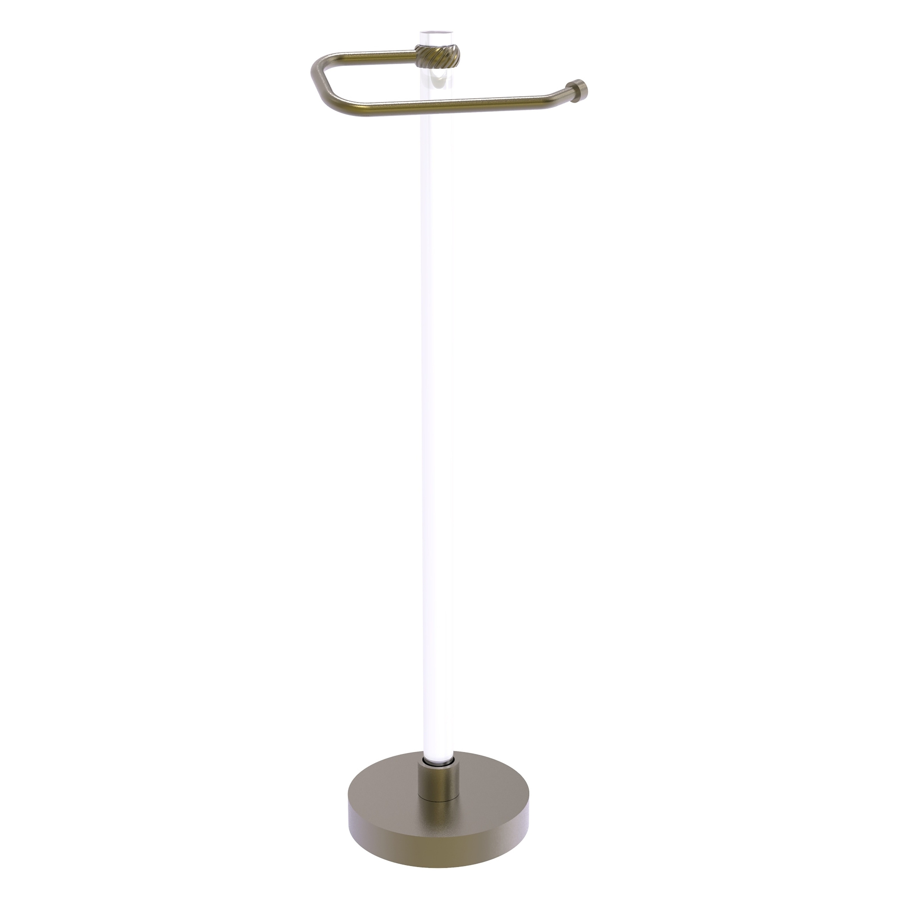 Allied Brass CVTS-25T-ABR Clearview Antique Brass Freestanding Single post Toilet Paper Holder 1 -Rolls with Storage