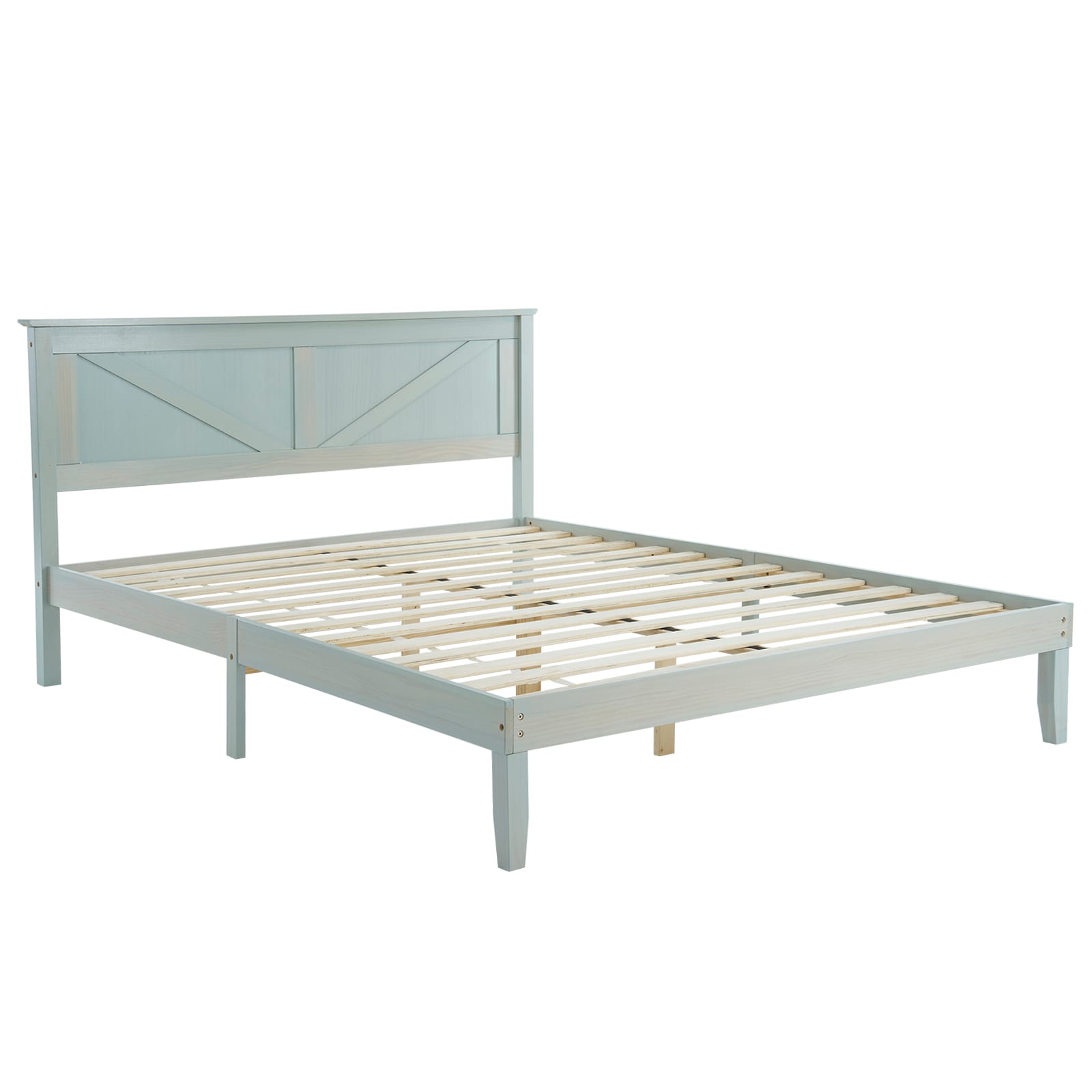 Outopee LO1G52004468 Gray Full Wood Bed frame Bed