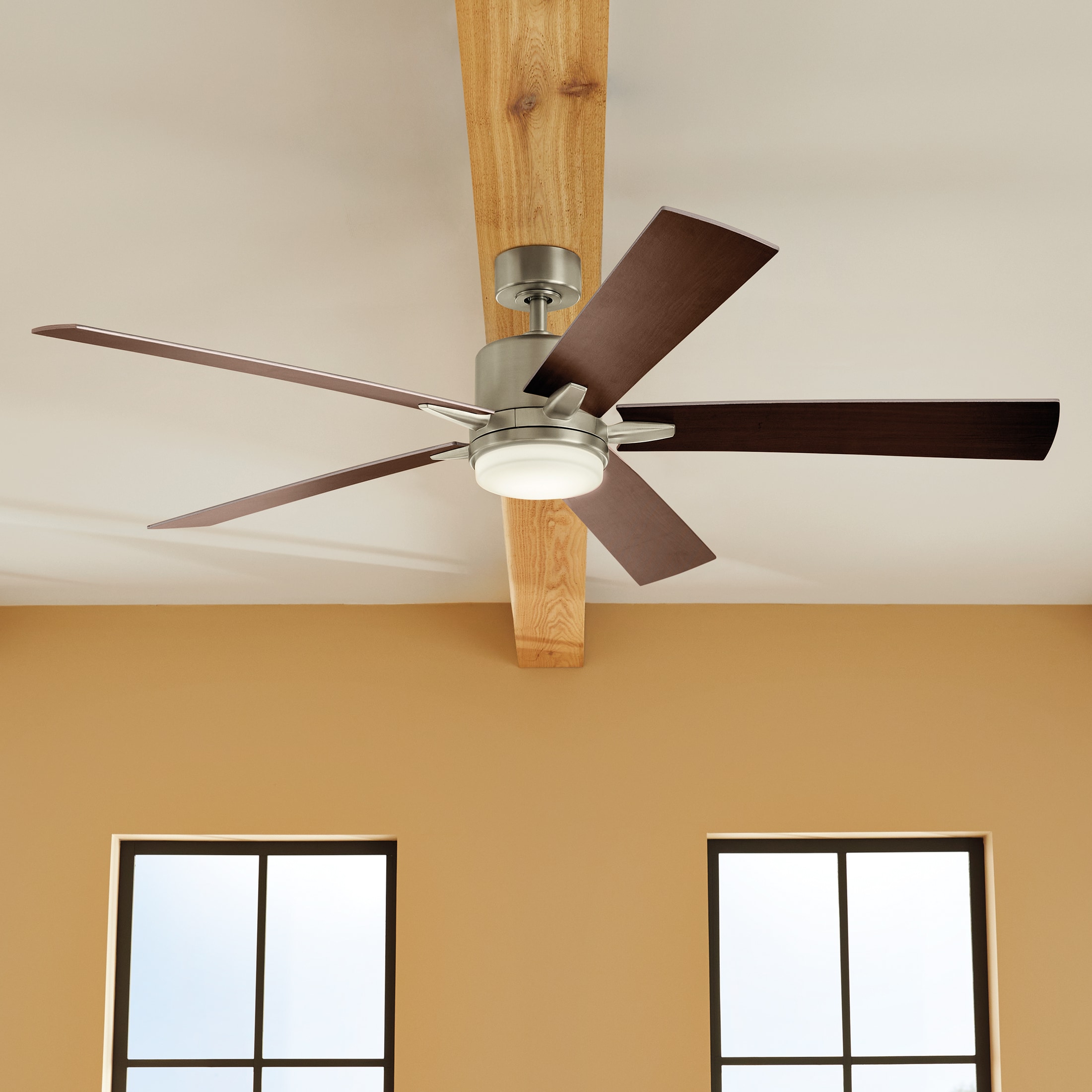 Kichler Lucian 60-in Brushed Nickel LED Ceiling Fan With Light and Wall Control Included
