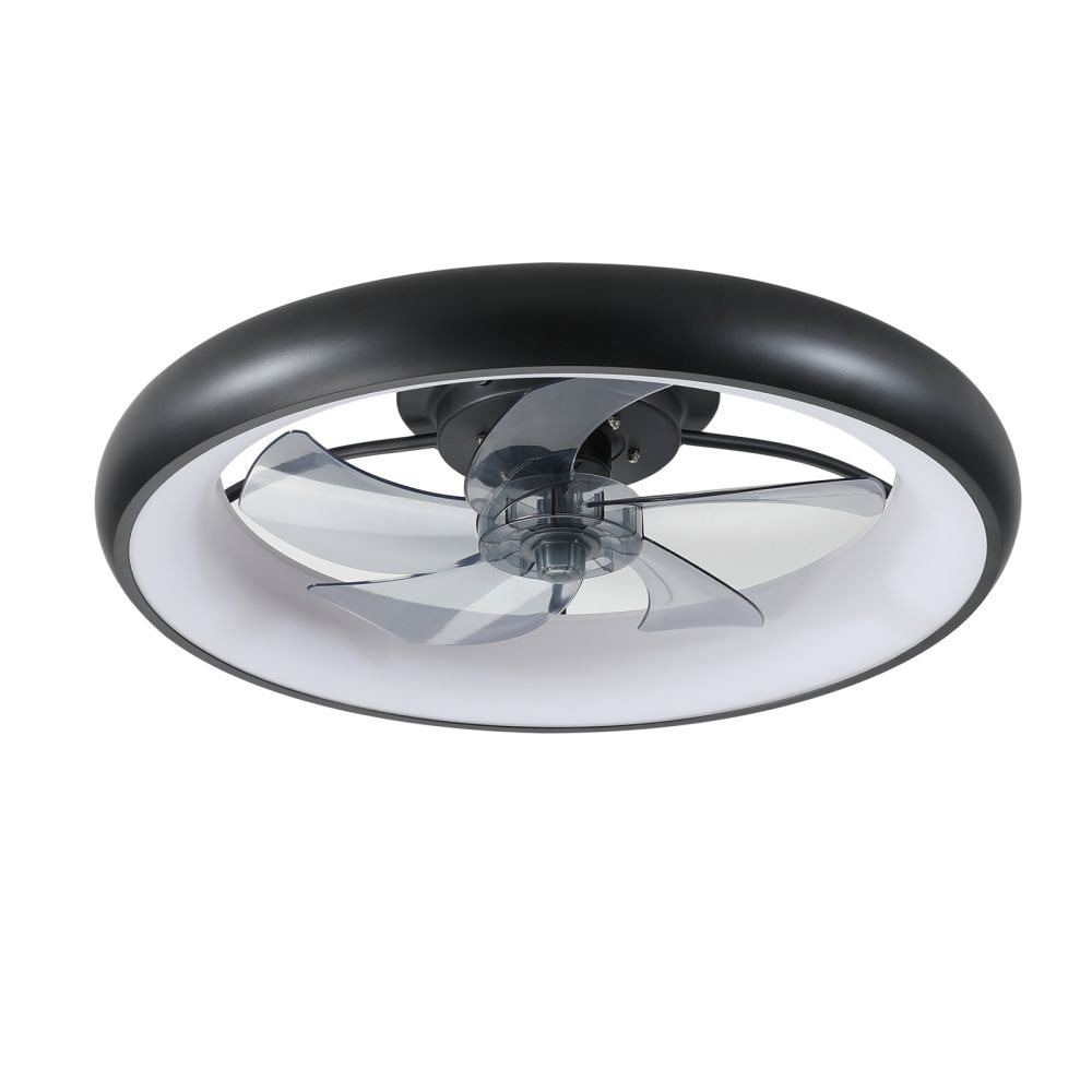 Sunrinx MG50-11-FSD 22-in Color-Changing Integrated LED Outdoor Flush Mount White with transparent Blades Ceiling Fan With Light - Remote Included ( 5 -Blade )