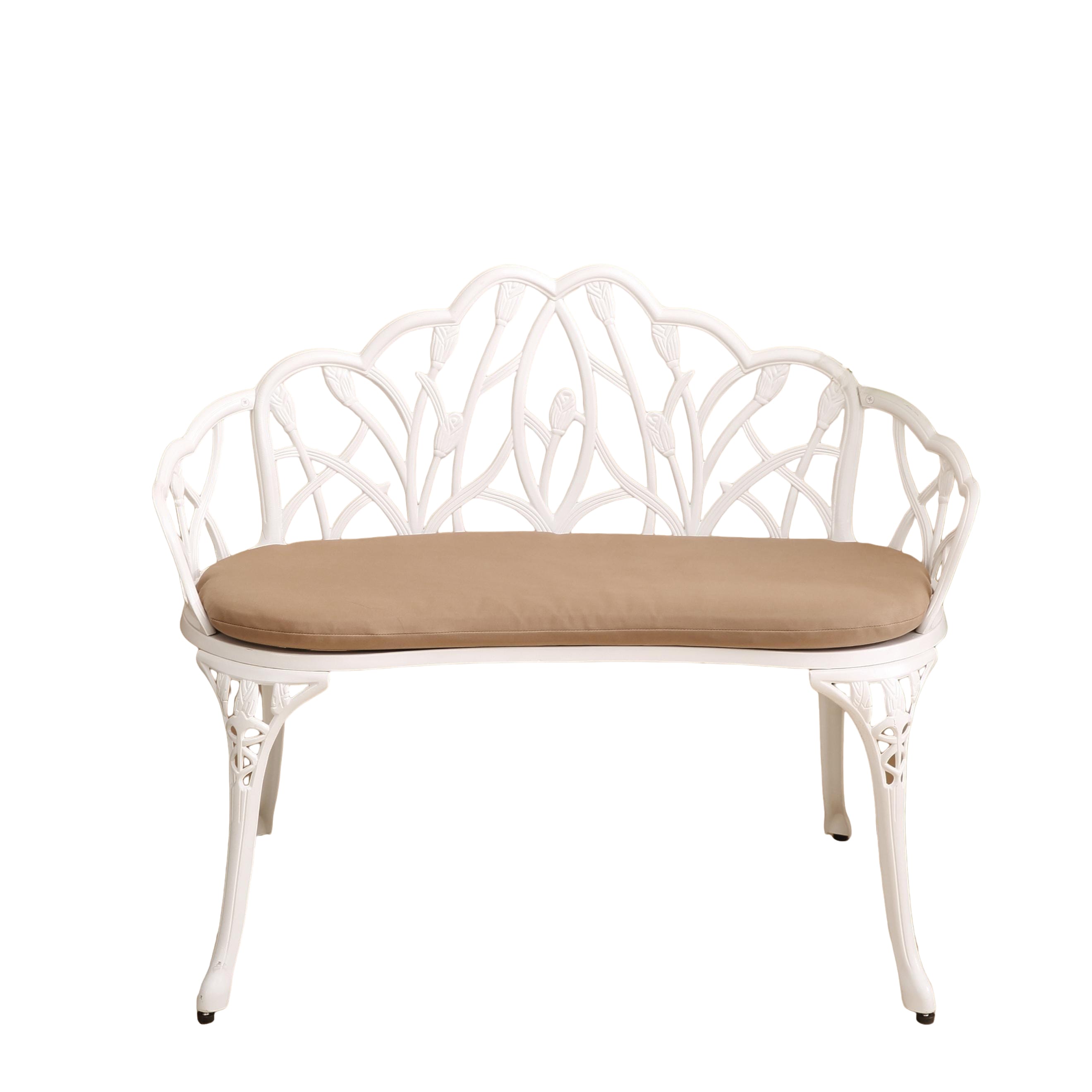 AHIOU HOME ZAAH-G105991BH Kelowna 38.9-in W x 30.7-in H White Aluminum Love seat Bench