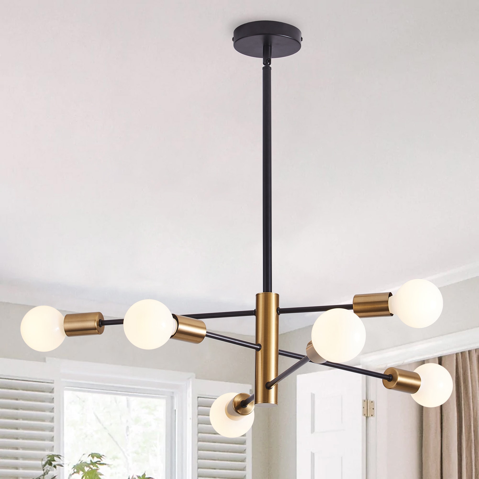 Aiwen 6-Light Black Industrial Dry rated Chandelier in the Chandeliers ...