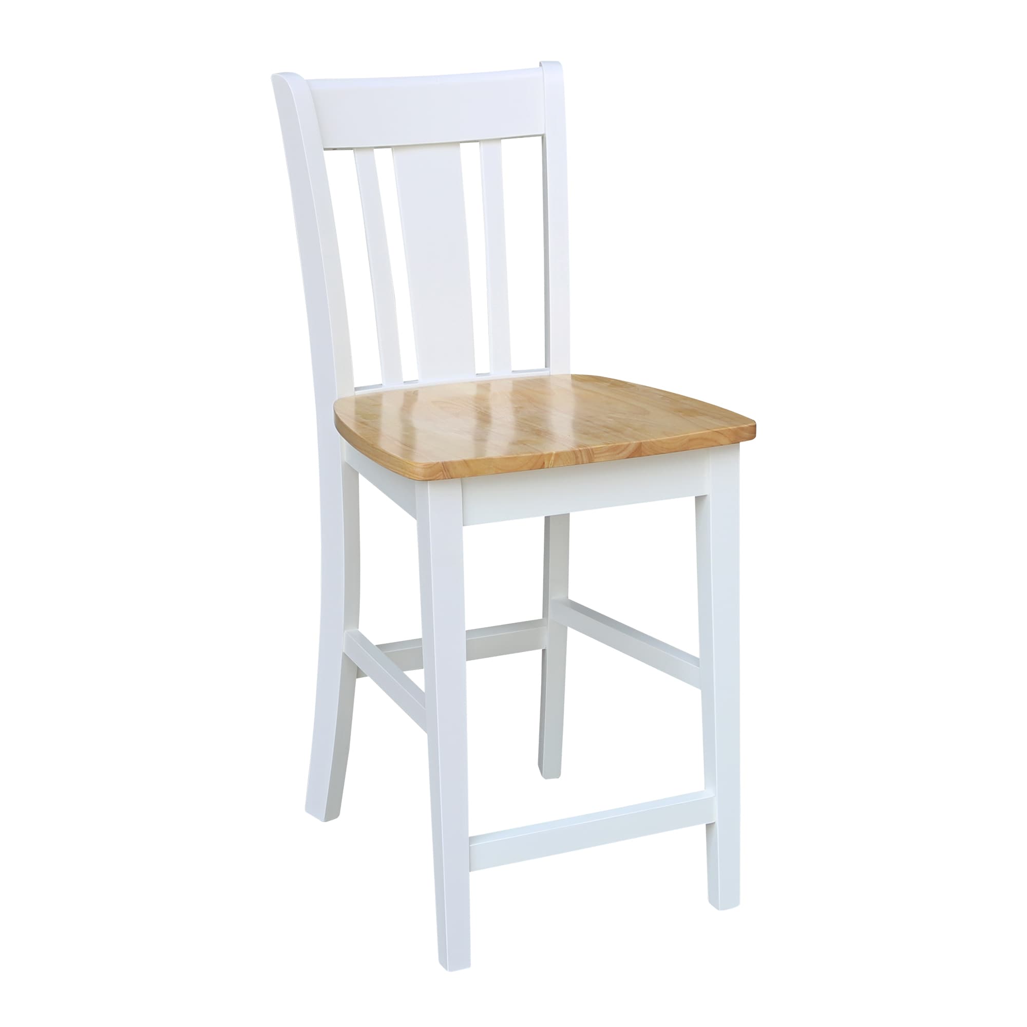 International Concepts S02-102 San Remo White/natural 24-in H Counter height Square seat Wood Bar Stool and Back