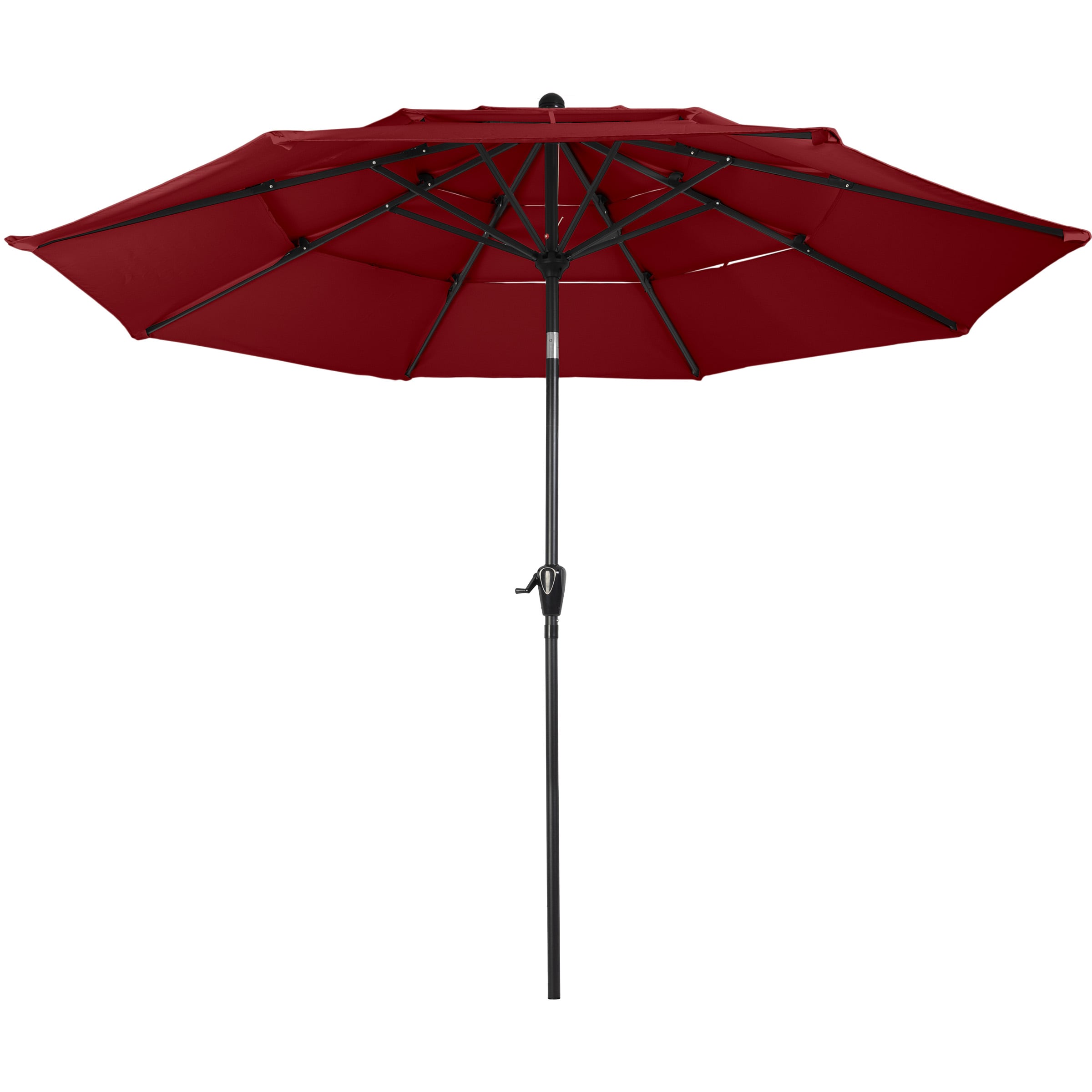 10-Foot Red Polyester Outdoor Patio Market Umbrella with Tilt