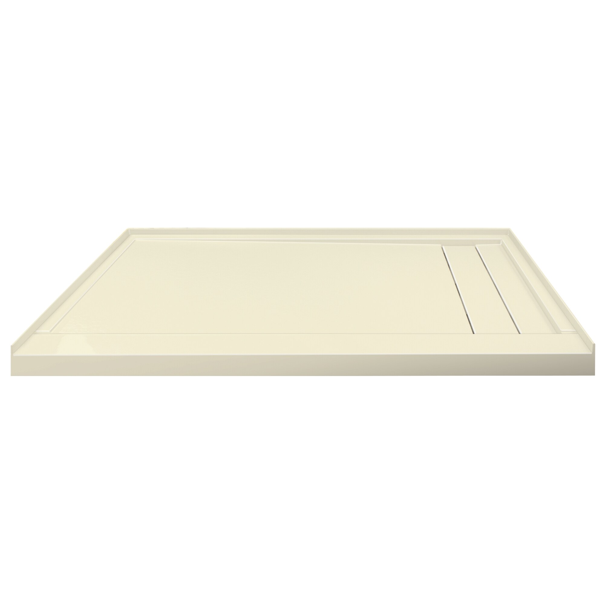 Transolid FLU6030R-38 Linear 30-in W x 60-in L with Right Drain Single Threshold Rectangle Shower Base (Biscuit)