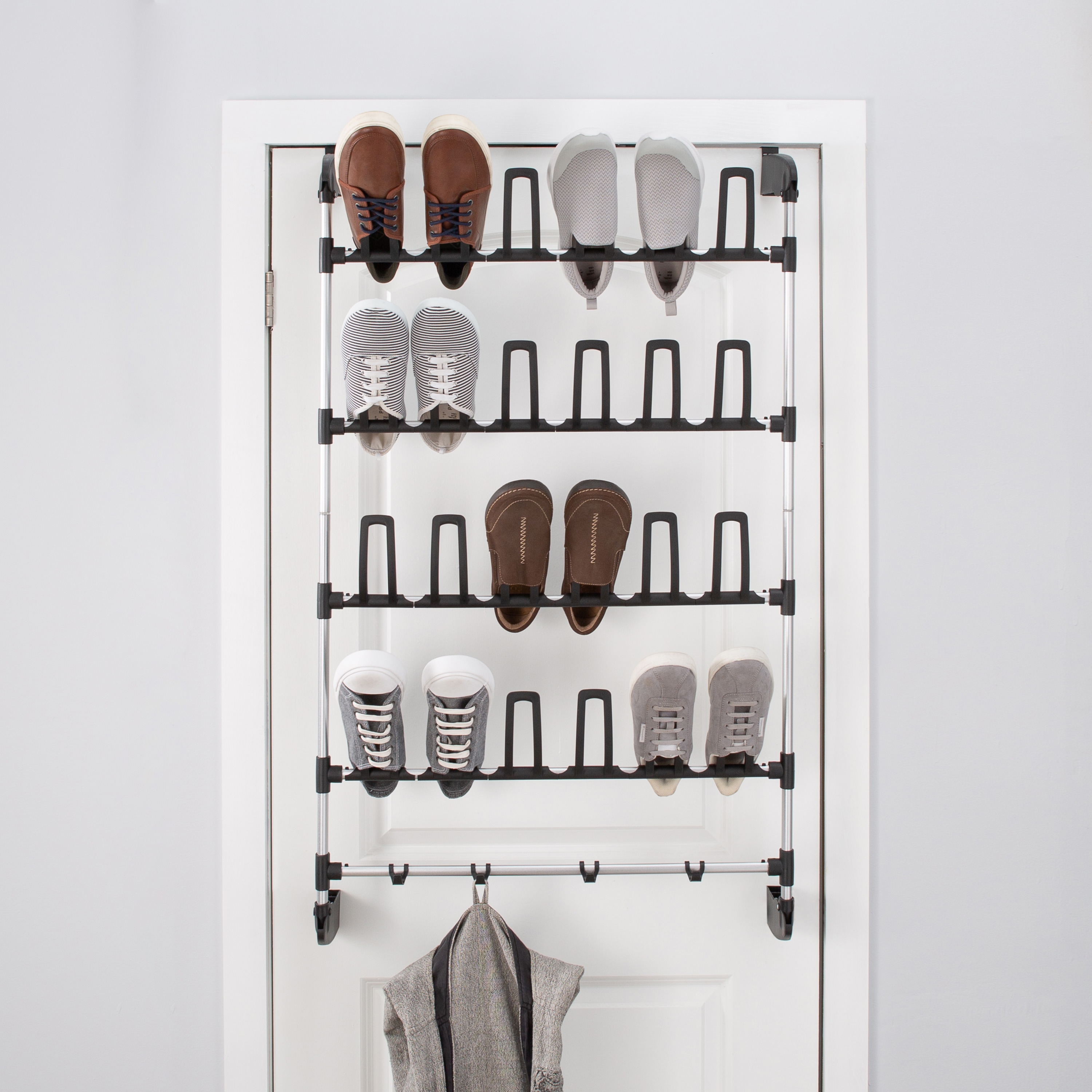 Organize It All 44.25-in H 4 Tier 12 Pair Chrome Metal Over-the-door Shoe  Organizer at