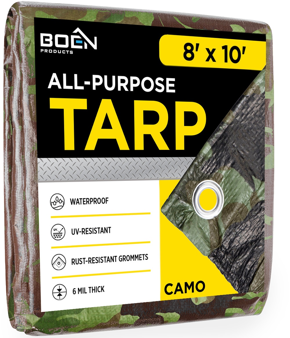 BOEN CAMO-810 8-ft x 10-ft Green Waterproof Commercial Polyethylene 6-mil Tarp