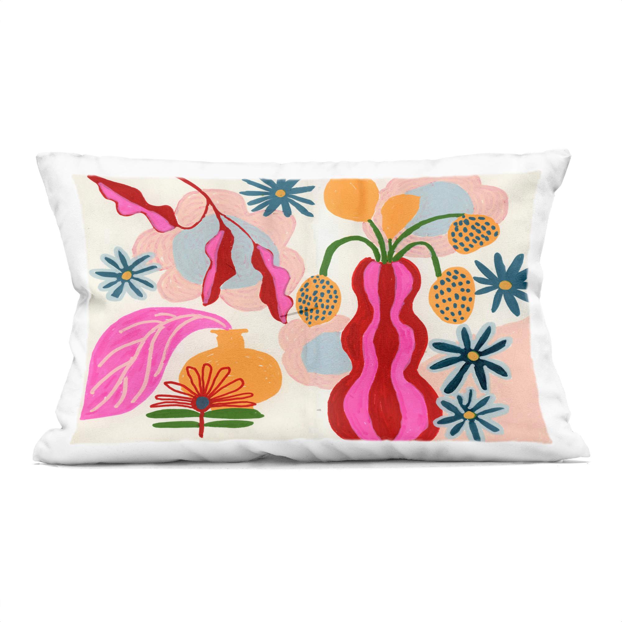 Stupell Industries PLP-056-RCW-14X20 Eclectic Mod Flower Vases Decorative Printed Pillow Design by Suzanne Allard