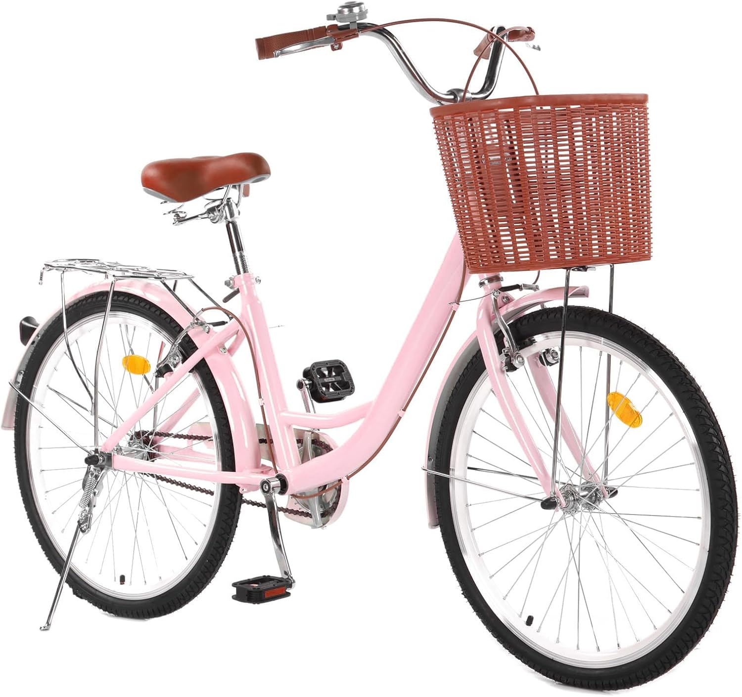 Qeetex 26in Womens Beach Cruiser Bike - Step-Through 1-Speed with Basket  Adjustable Seat Comfort Commuter Bicycle