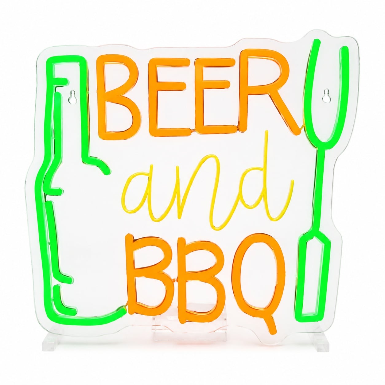 Vrbgify  Beer and BBQ Neon Sign for Wall Decor Dimmable LED Light USB Powered for Man Cave Bar Patio Party Restaurant Shop Easy Hanging
