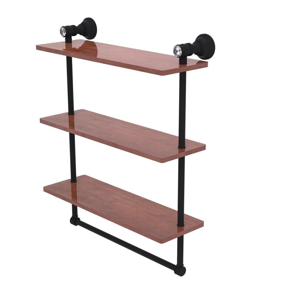 Allied Brass CC-5-16-TB-IRW-BKM Carolina Crystal Matte Black 3 -Tier Wall mount Bathroom Shelf ( 16-in x 19.7-in x 5-in )