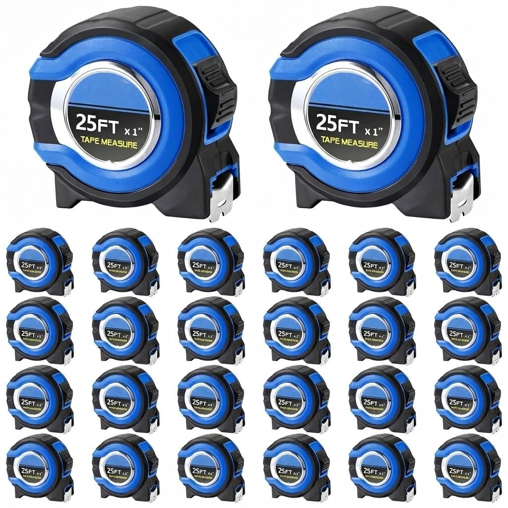 Etokfoks  24 Pack 25m 25ft Standard Long Tape Measure with Fractional Scale 10ft Standout Retractable Steel Blade