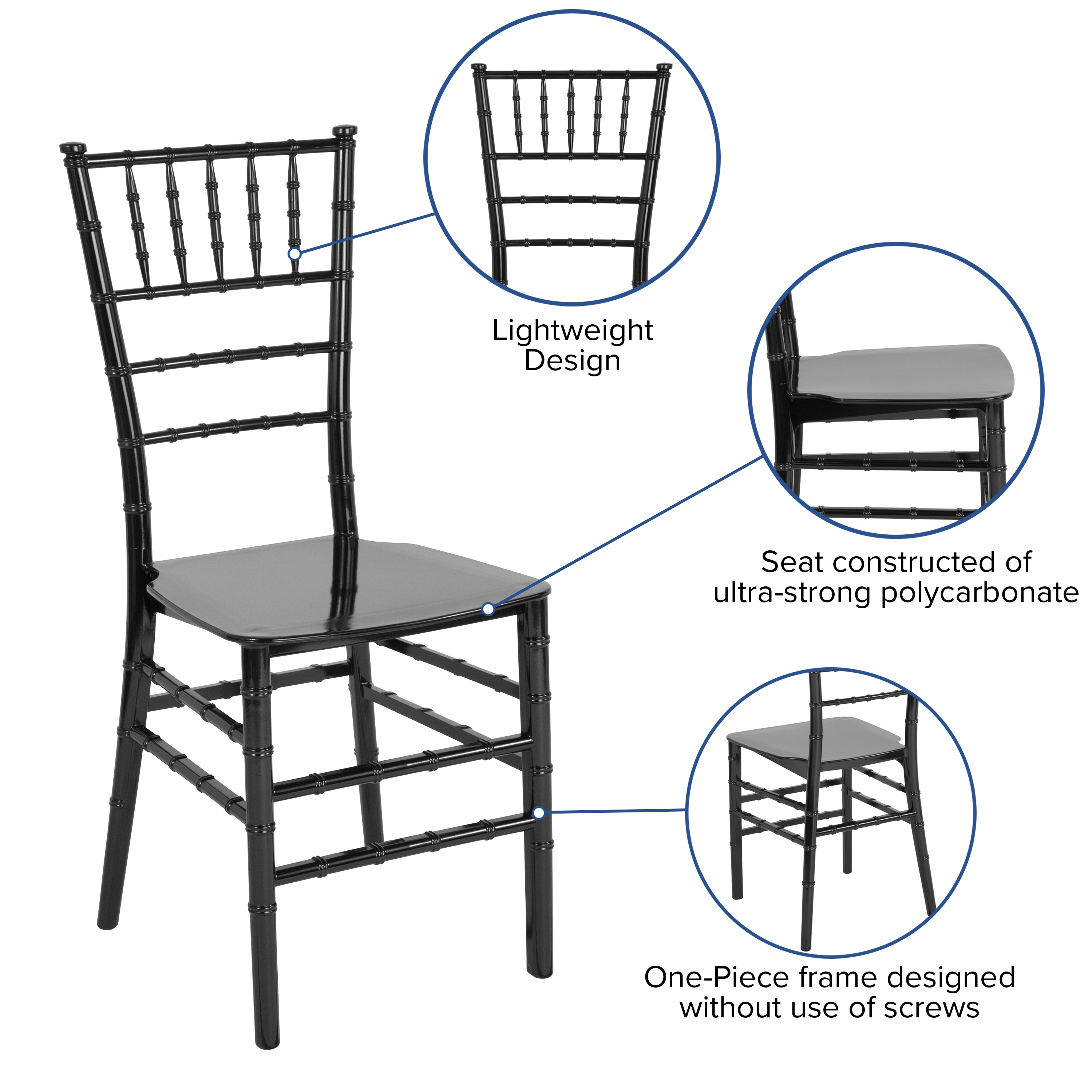 Elegant Black Resin Chiavari Event Chair