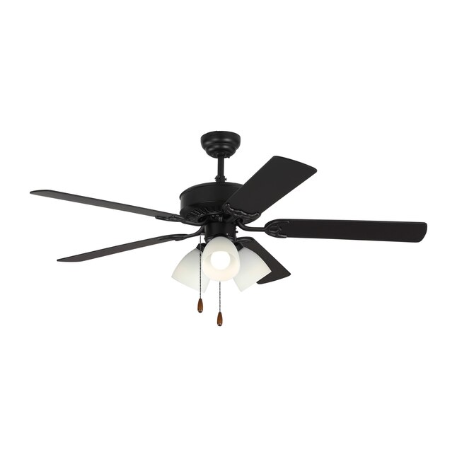 Monte Carlo Haven 52 In Matte Black Led Indoor Downrod Or Flush Mount Ceiling Fan With Light 5 Blade The Fans Department At Com - Black Ceiling Fan With Light Flush Mount