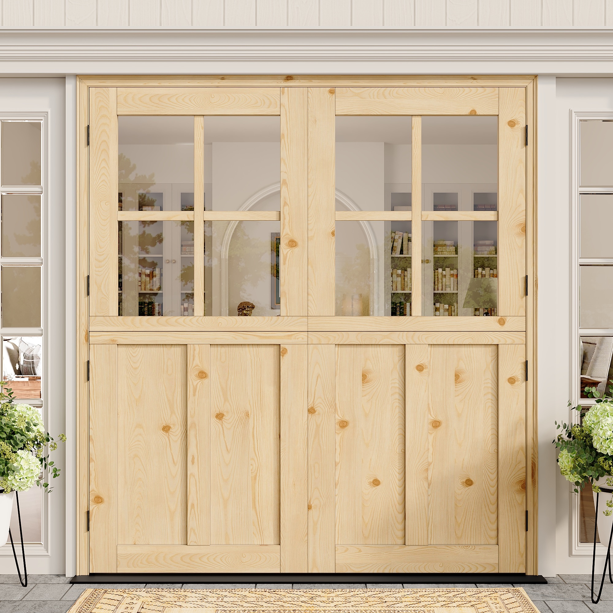 JUJUBON Universal Reversible Pine Single Hinged Wood Screen Door