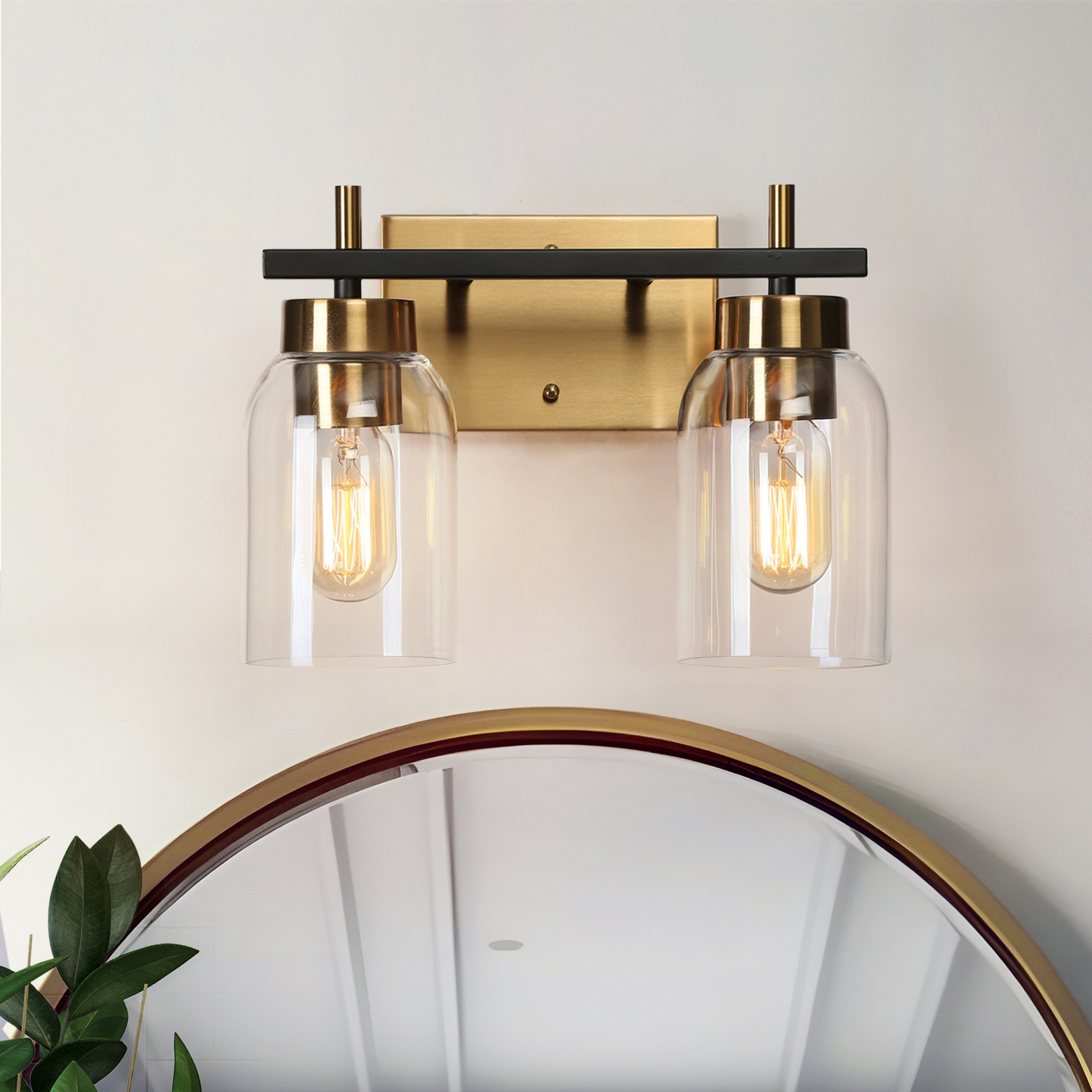 ZEVNI L3NB36FEW4605S67 Bamako 12-in 2 -Light Polished Brass Traditional Vanity light