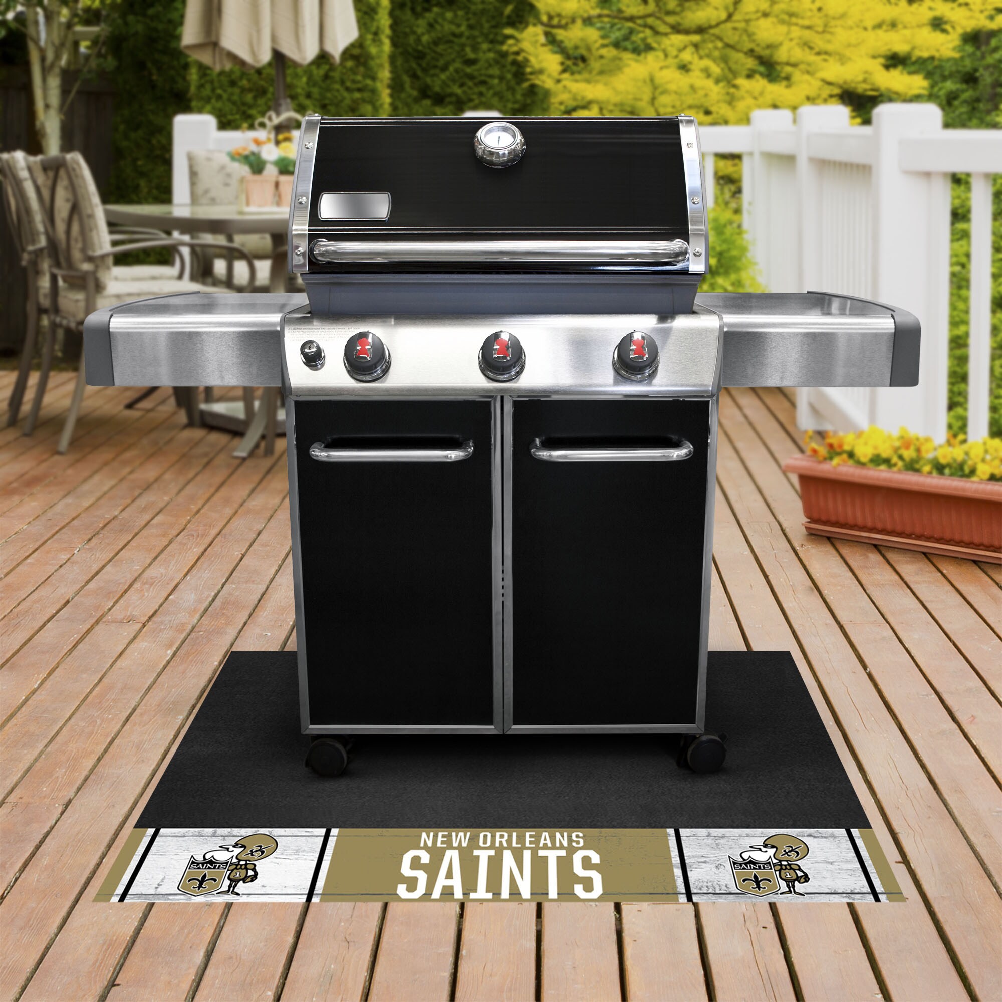 FANMATS 32634 New Orleans Saints Grill Mat Black Vinyl Rectangular Grill Mat