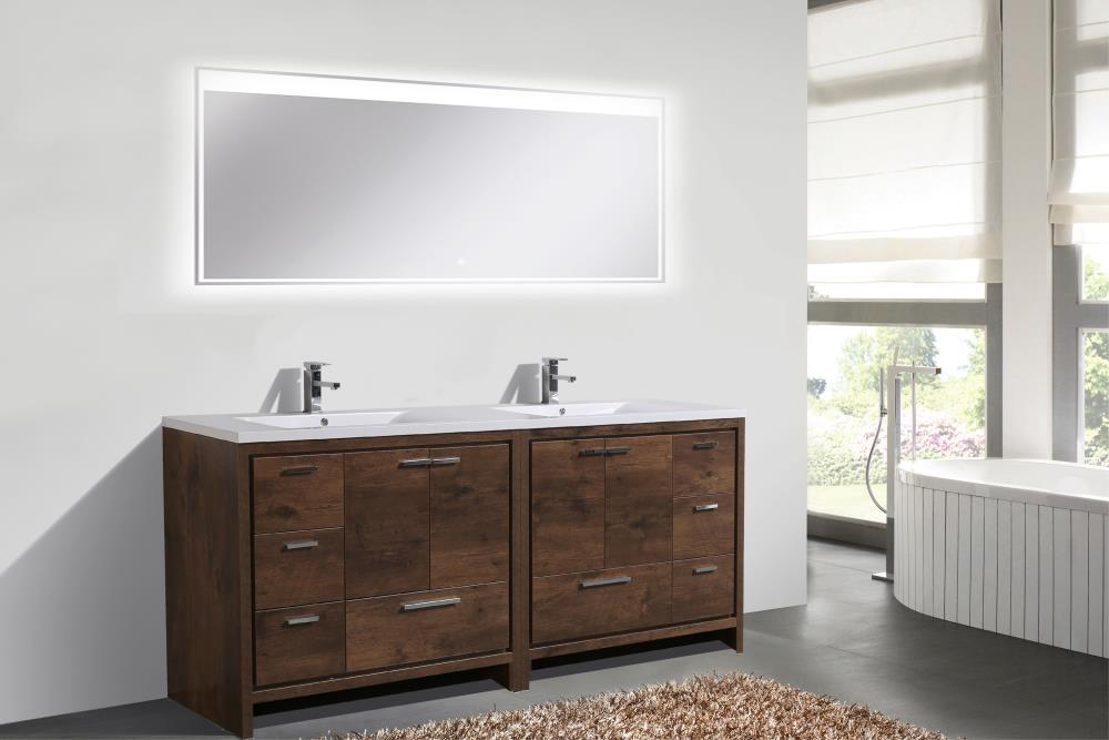 Moreno Bath Moreno Dolce 84-in Rosewood Double Sink Bathroom Vanity ...