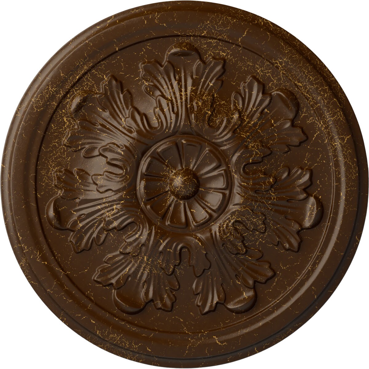 Ekena Millwork CM12LERBC Legacy Acanthus 12.75-in W x 12.75-in L Painted Root Beer Crackle Polyurethane Whole Ceiling Medallion