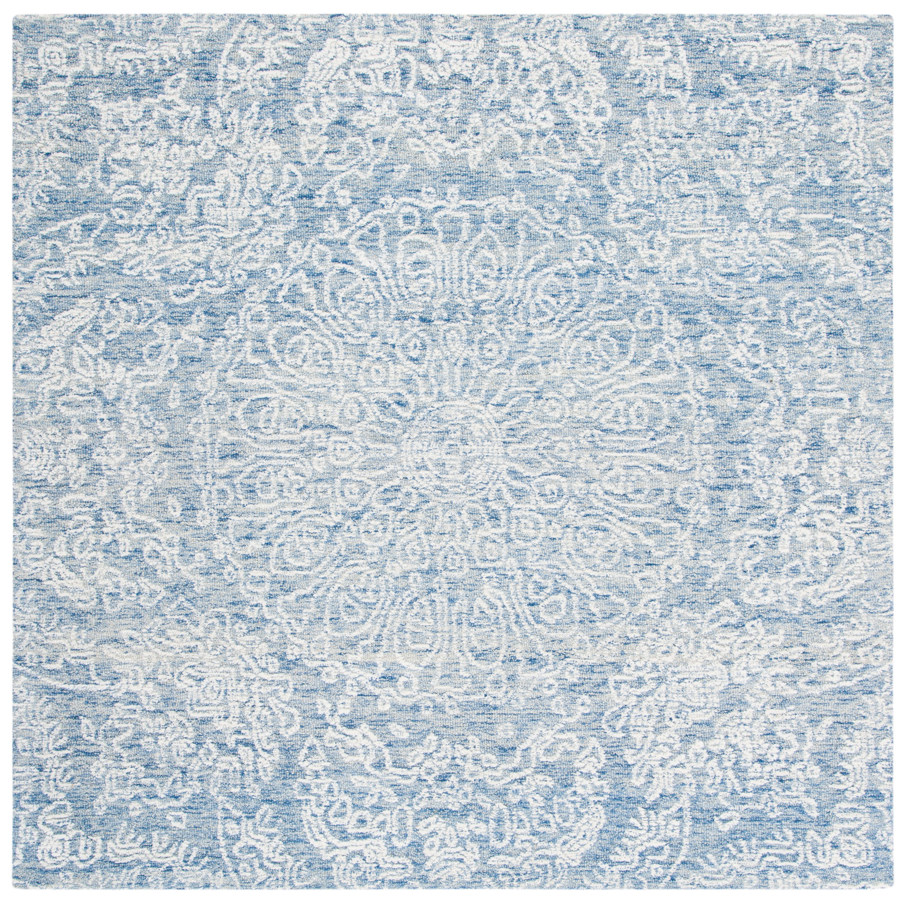 Safavieh MET993M-6SQ Metro Carline 6 x 6 (ft) Tufted Wool Blue/Ivory Square Indoor Medallion Bohemian/Eclectic Area rug