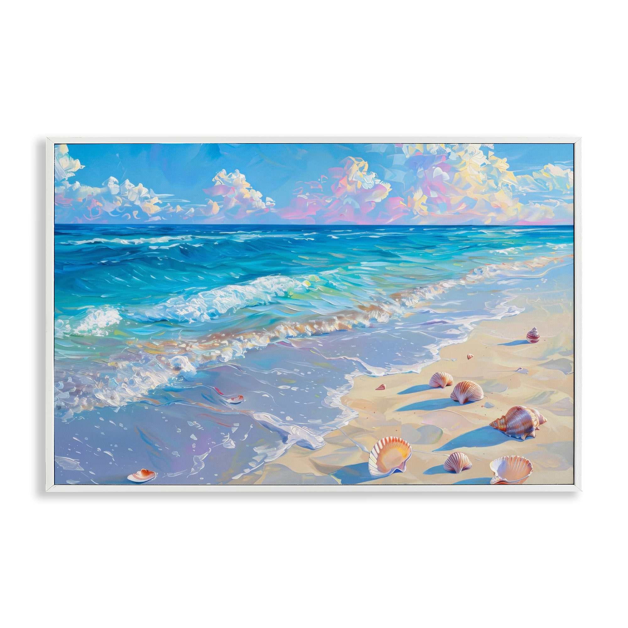 Stupell Industries BT-728-WFR-16X24 Seashells Along Sea Shore Framed Giclee design by LSR Design Studio