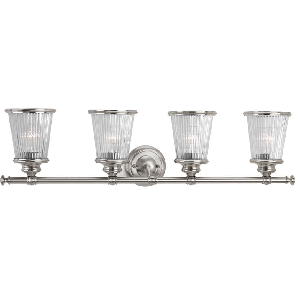 Progress Lighting P2172-09 Radiance 4-Light Brushed Nickel Transitional Vanity Light