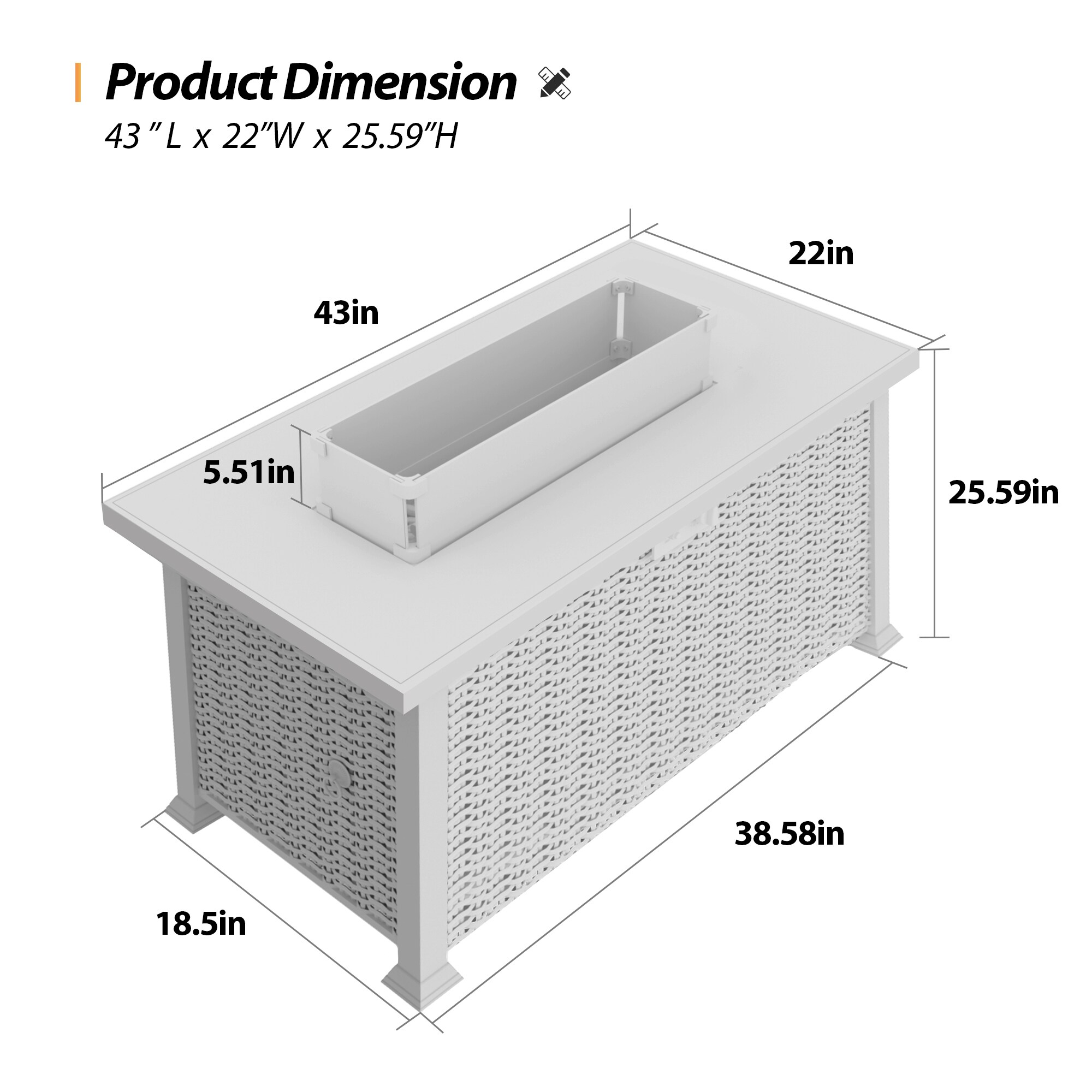 Upha 43 In W Brownwicker Portable Wicker Rectangle Propane Gas Fire Pit In The Gas Fire Pits 