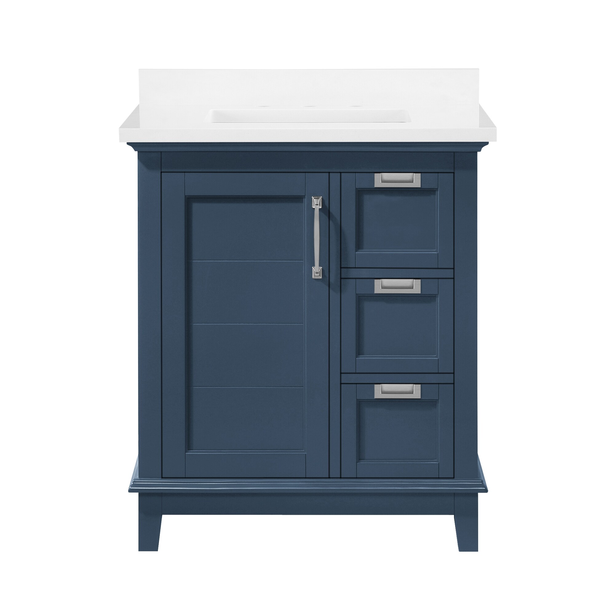 Pembroke Greyish Blue 30" Single Sink Freestanding Bathroom Vanity with Marble Countertop