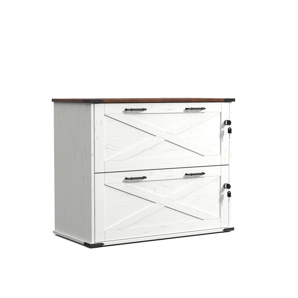 Outopee Washed White 2 -Drawer 31.5-in File Cabinet