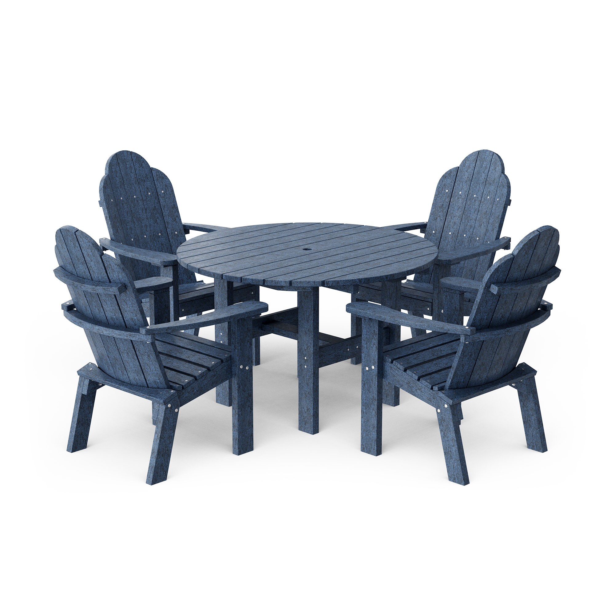 Wildridge LCC-280-PB Classic 46" Round 5 -Piece Patriot Blue Patio Dining Set Plastic Round Table with 4 Stationary Chairs